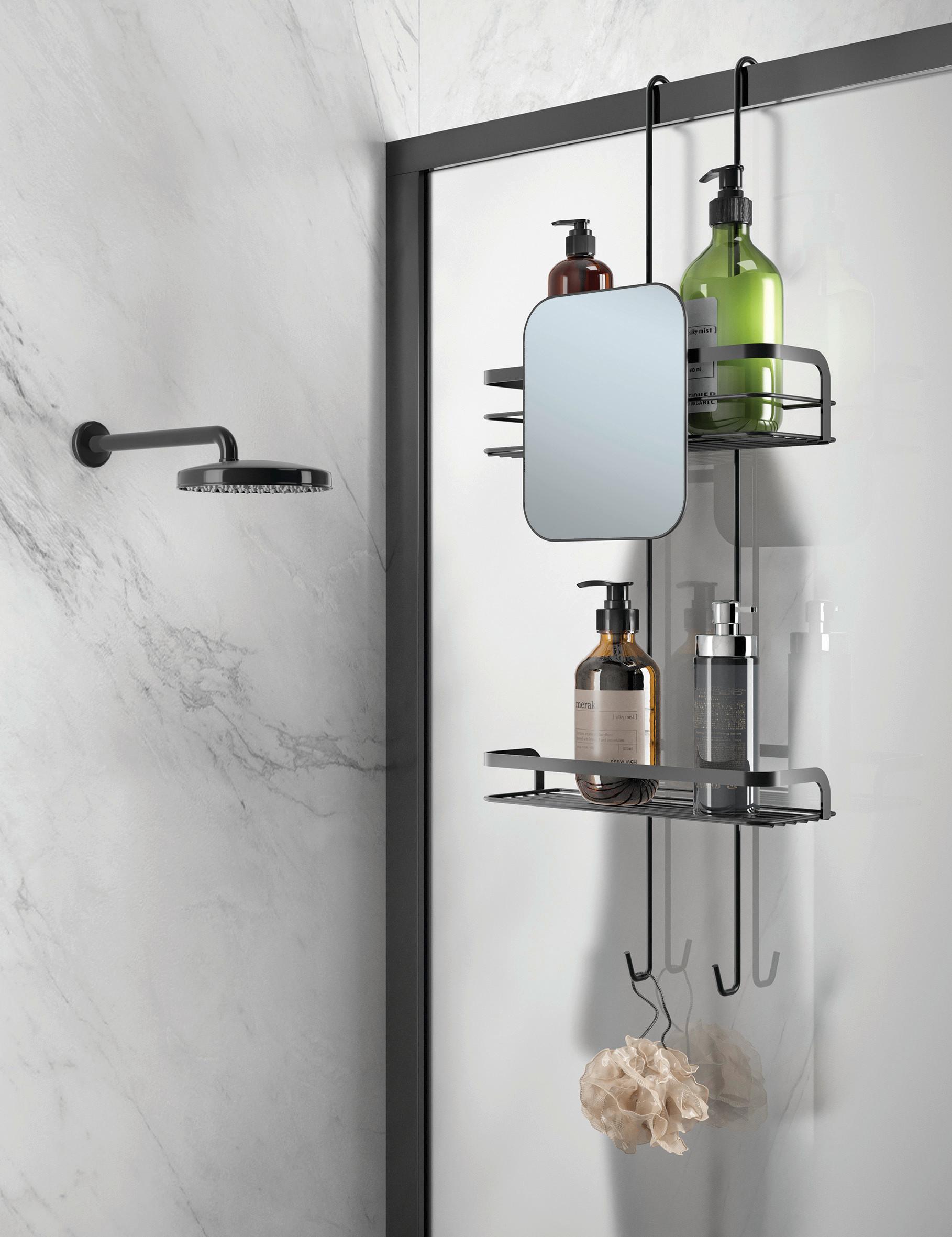 Fürdőszobai Polc Lava Mx401152 - fekete, fém (26/70/19cm) - Metaltex