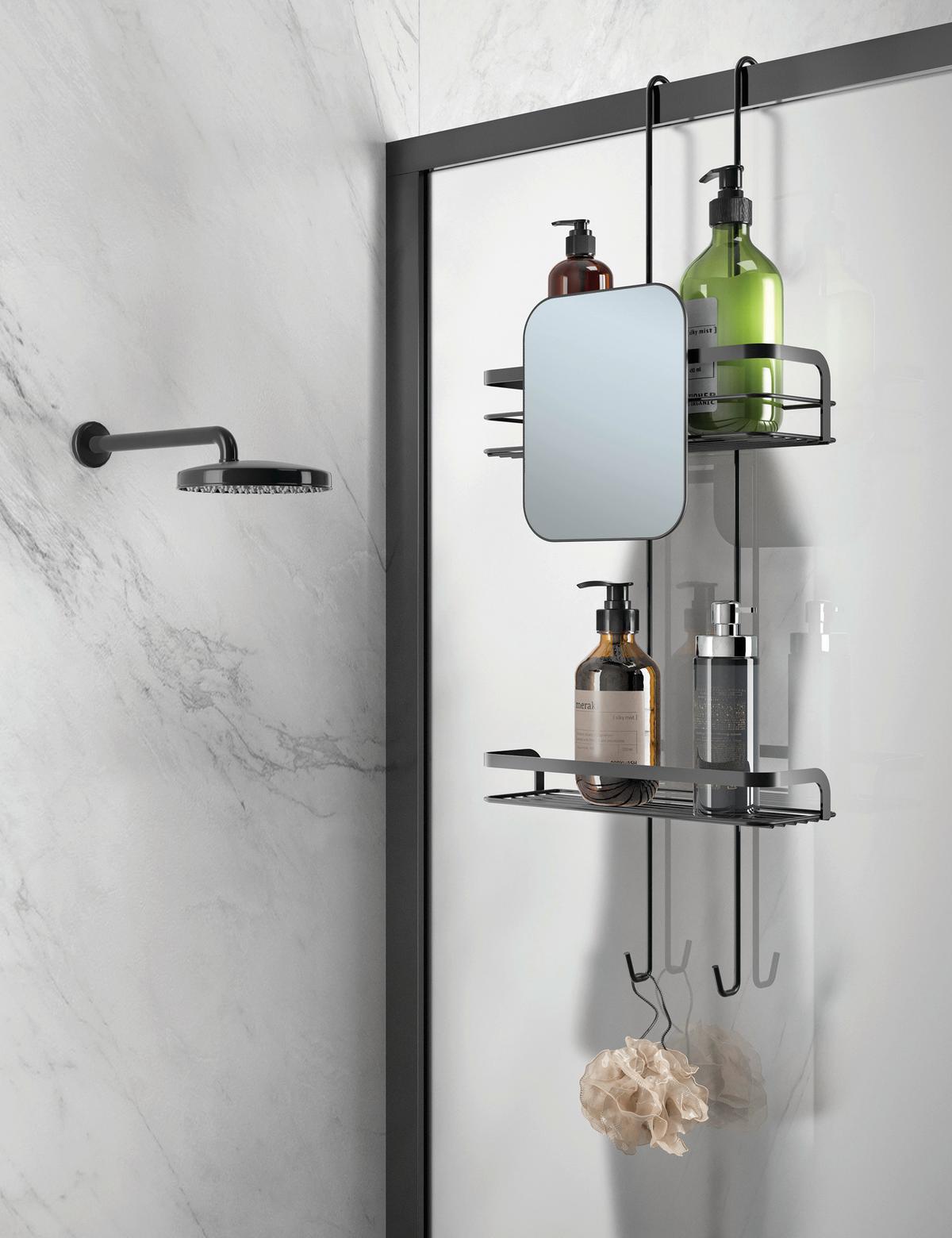 Fürdőszobai Polc Lava Mx401152 - fekete, fém (26/70/19cm) - Metaltex