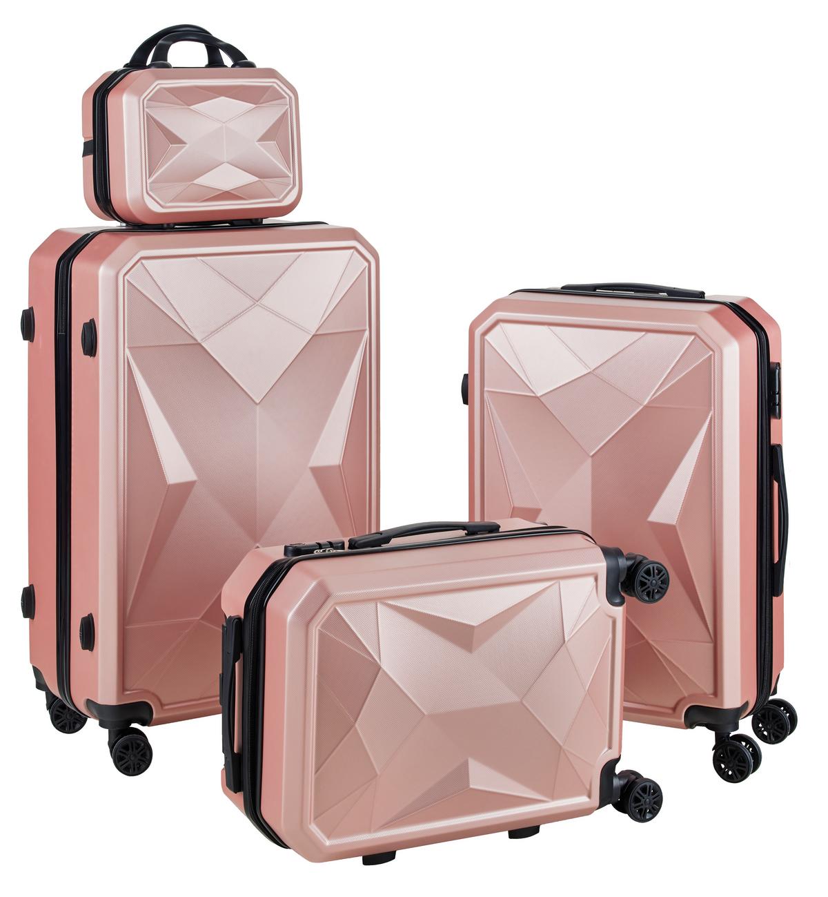 Set Potovalnih Kovčkov Diamond - rožnato zlata, umetna masa - Modern Living