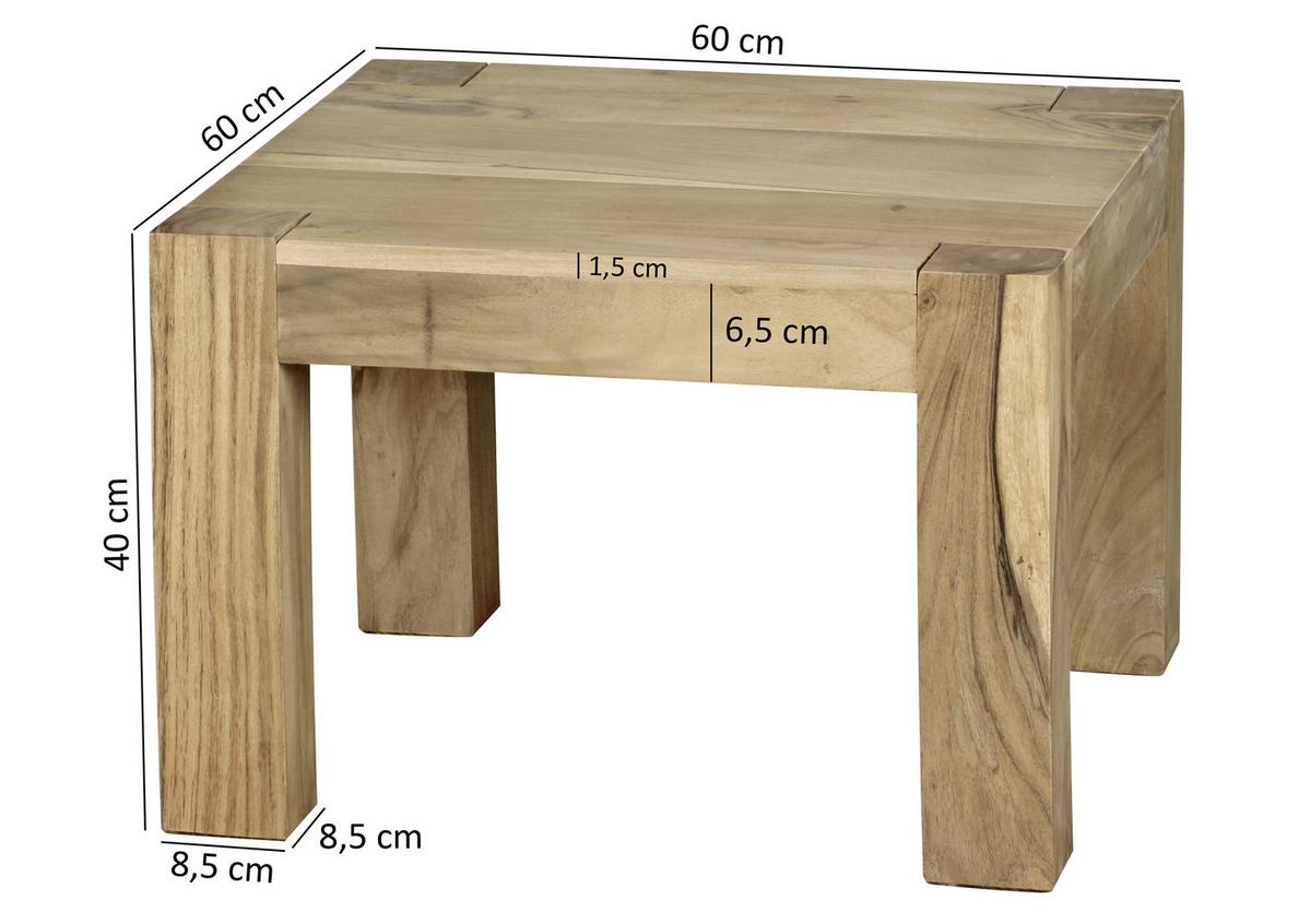 Klubska Miza Mumbai - barve akacije, Design, les (60/60/40cm) - MID.YOU