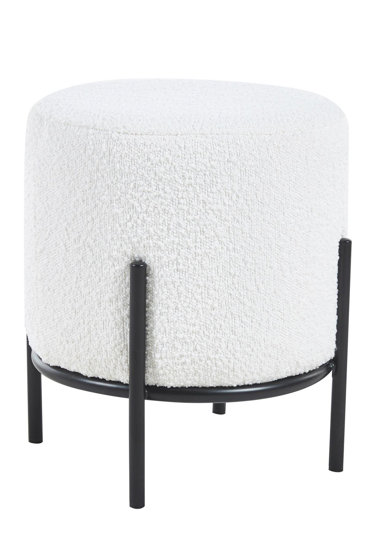 Tabure Bouclé, Bela - črna/bela, Moderno, kovina/tekstil (35/38cm) - Livetastic