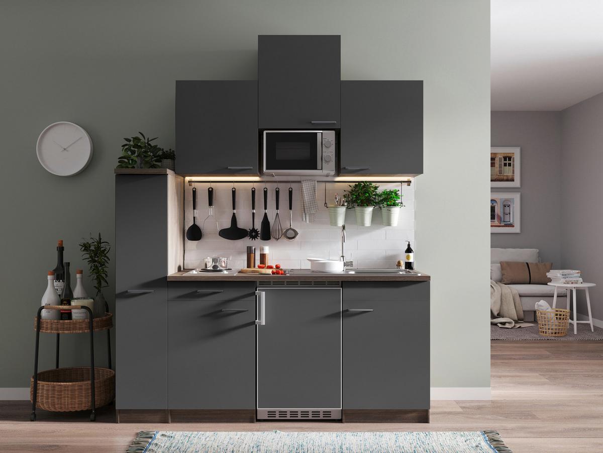 Kuhinjski Blok Z Aparati Oliver, Barva Hrasta, Siva - siva/barve hrasta, Basics, umetna masa/leseni material (180cm) - Respekta