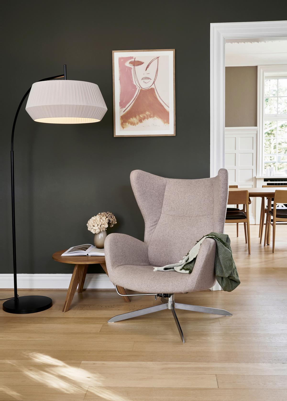 Stehleuchte Dicte max. 60 Watt - Beige/Schwarz, Natur, Textil/Metall (103/53/180cm) - Nordlux