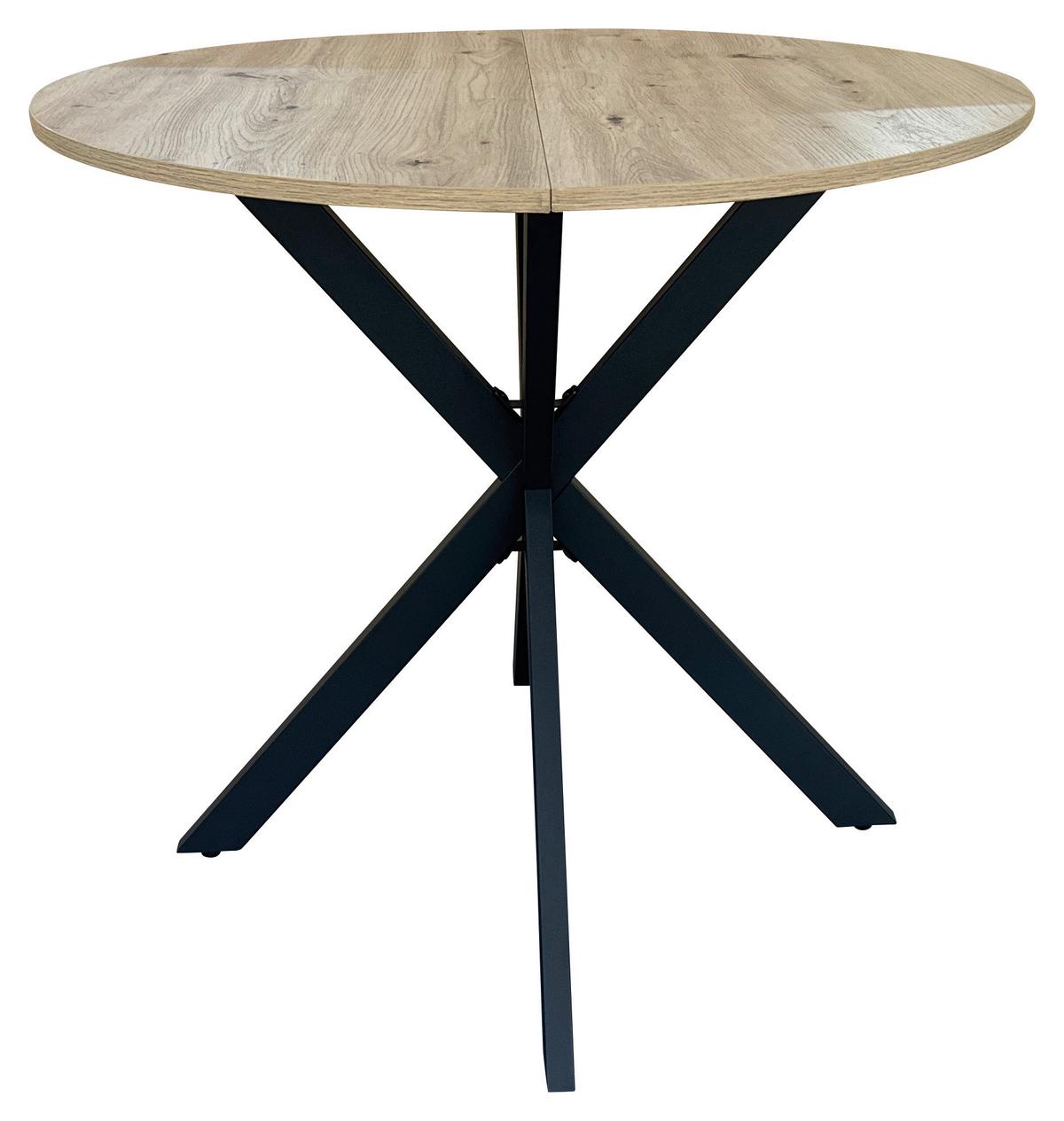 STÓŁ DO JADALNI MONTE - kolor dębowy/czarny, Modern, materiał drewnopochodny/metal (80/80/75cm) - MID.YOU