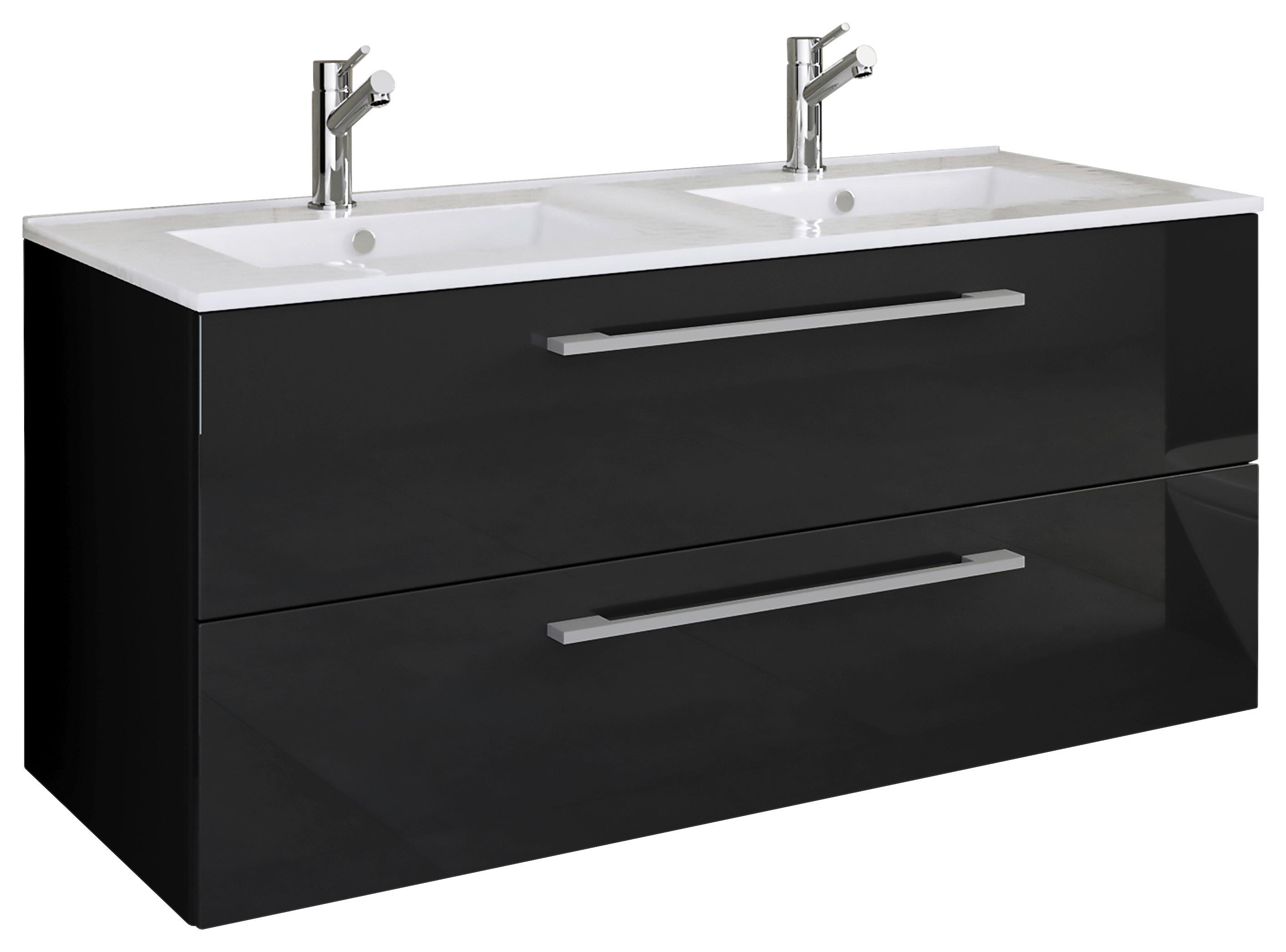 Kombiniran Umivalnik Budasi, Črna - črna/siva, Moderno, umetna masa/leseni material (111cm) - MID.YOU