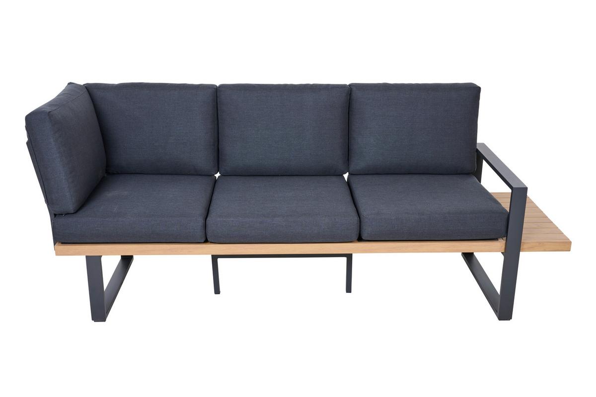 Loungegarnitur Bari Anthrazit/Teakfarben - Anthrazit/Teakfarben, Basics, Textil/Metall (73,5/78,5/155cm) - Siena Garden