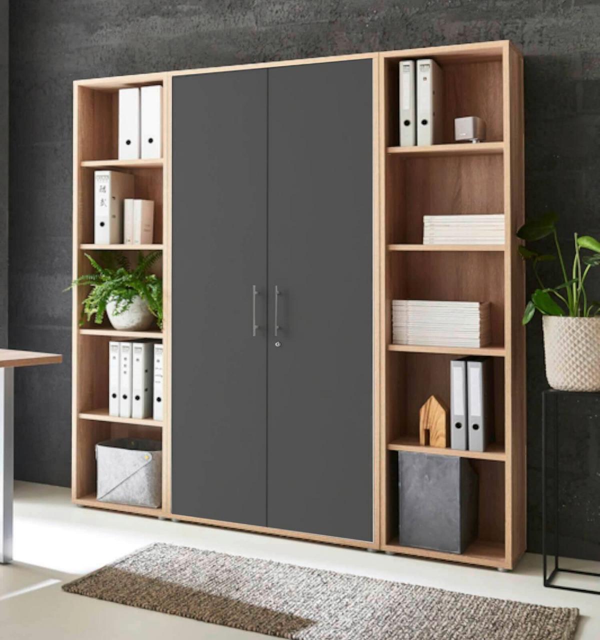 AKTENSCHRANK OFFICE EDITION - SW SET 3 - Anthrazit/Sonoma Eiche, MODERN, Holzwerkstoff (172,6/185,6/33cm) - MID.YOU