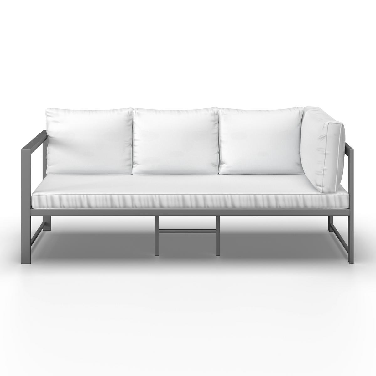 DiningLoungeset Pergolina Weiß Metall/Outdoorstoff +Abdeckung - Schwarz/Weiß, MODERN, Kunststoff/Textil (194/245cm) - Bessagi Garden
