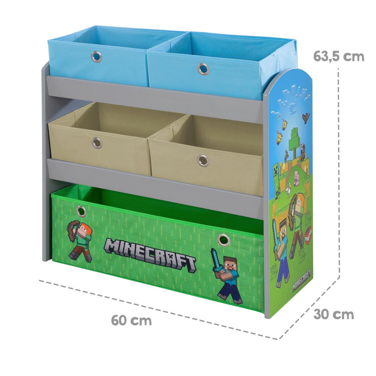 Kinderregal Minecraft ca. 60x63,5x30 cm Grün/Blau - Blau/Multicolor, MODERN, Holzwerkstoff/Textil (60/63,5/30cm) - Minecraft