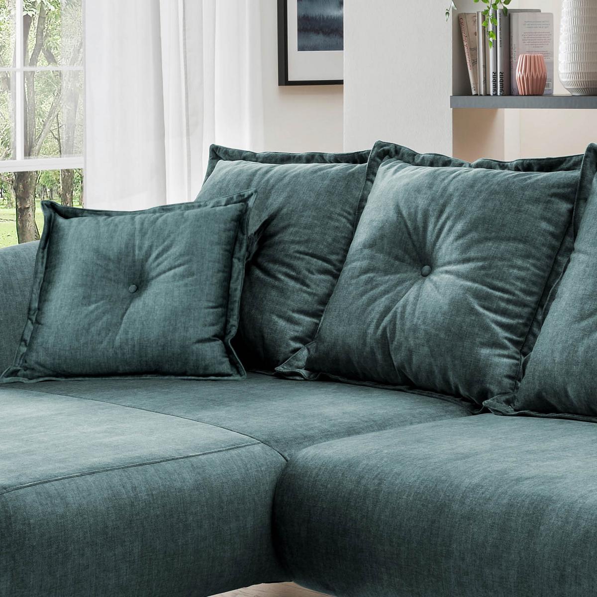 Wohnlandschaft Baggio Blau Velours - Blau/Buchefarben, MODERN, Holz/Textil (162/277cm) - Livetastic