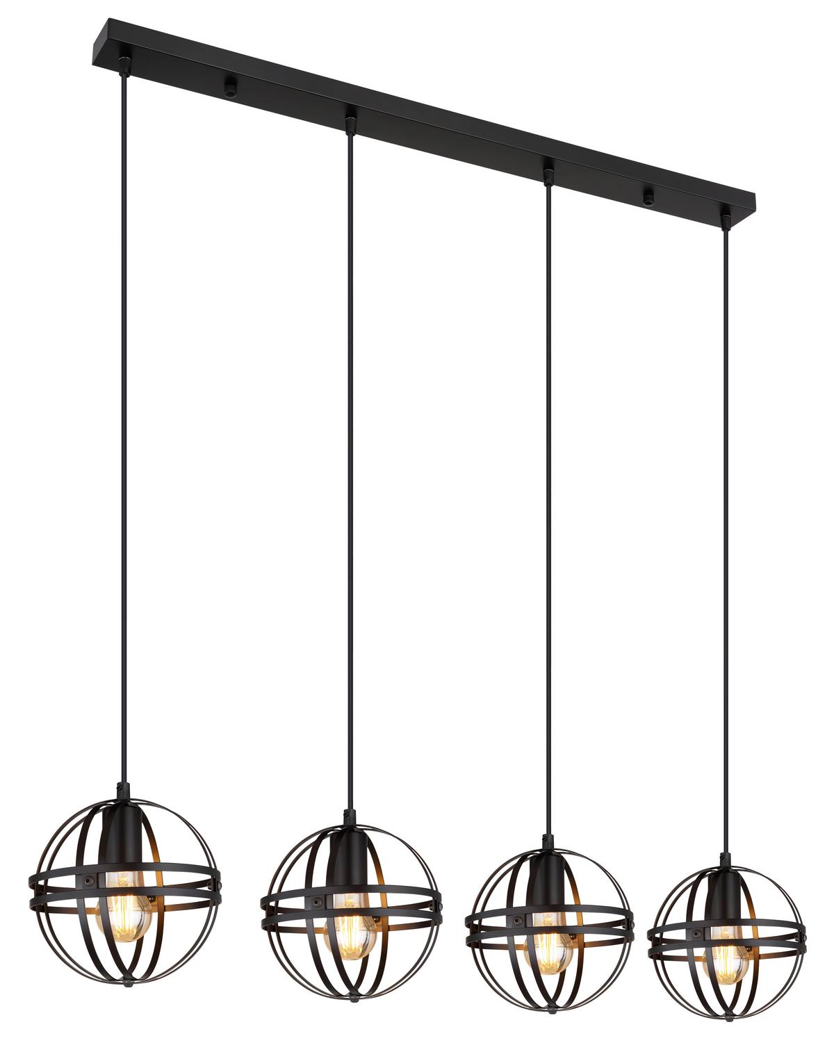 Hängeleuchte Tamara Schwarz max. 60 Watt - Schwarz, Trend, Kunststoff/Metall (100/20/120cm) - Globo
