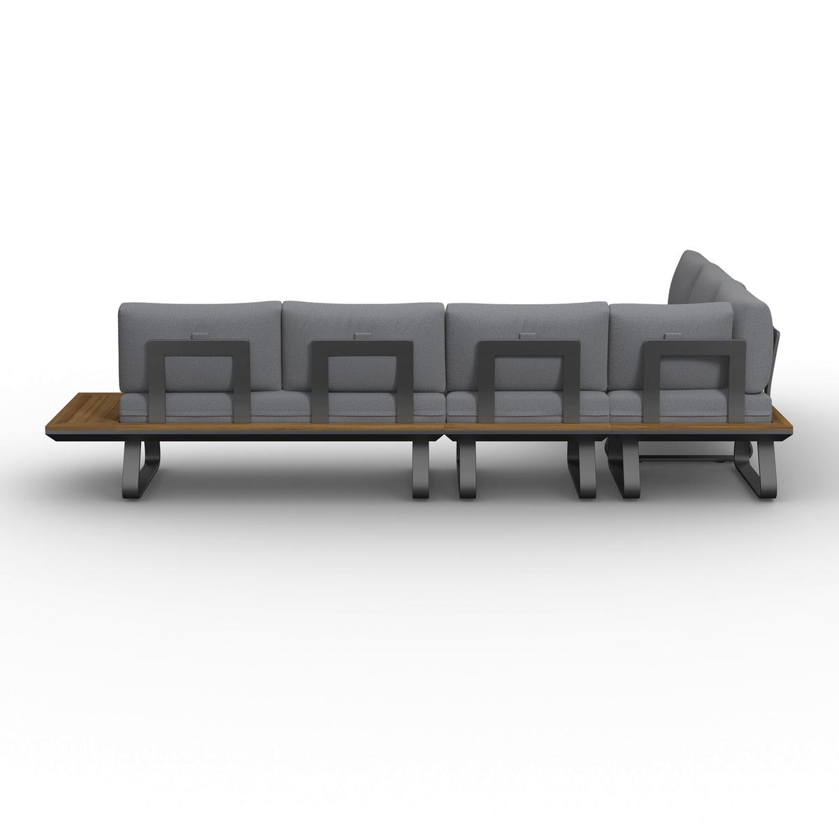 Dining-Loungeset Emma Dunkelg Outdoorstoff/Metall/Polywood - Dunkelgrau/Naturfarben, MODERN, Kunststoff/Textil - Bessagi Garden