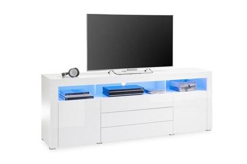 Komoda Goal, Bela, Led - bela/barve aluminija, Moderno, leseni material (200/74/44cm) - Modern Living