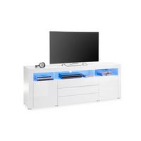 Komoda Goal, Bela, Led - bela/barve aluminija, Moderno, leseni material (200/74/44cm) - Modern Living