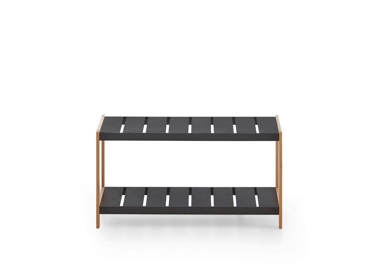 SCHUHREGAL KLEINMÖBEL - Eichefarben/Schwarz, Design, Holzwerkstoff (70/36/26cm) - MID.YOU