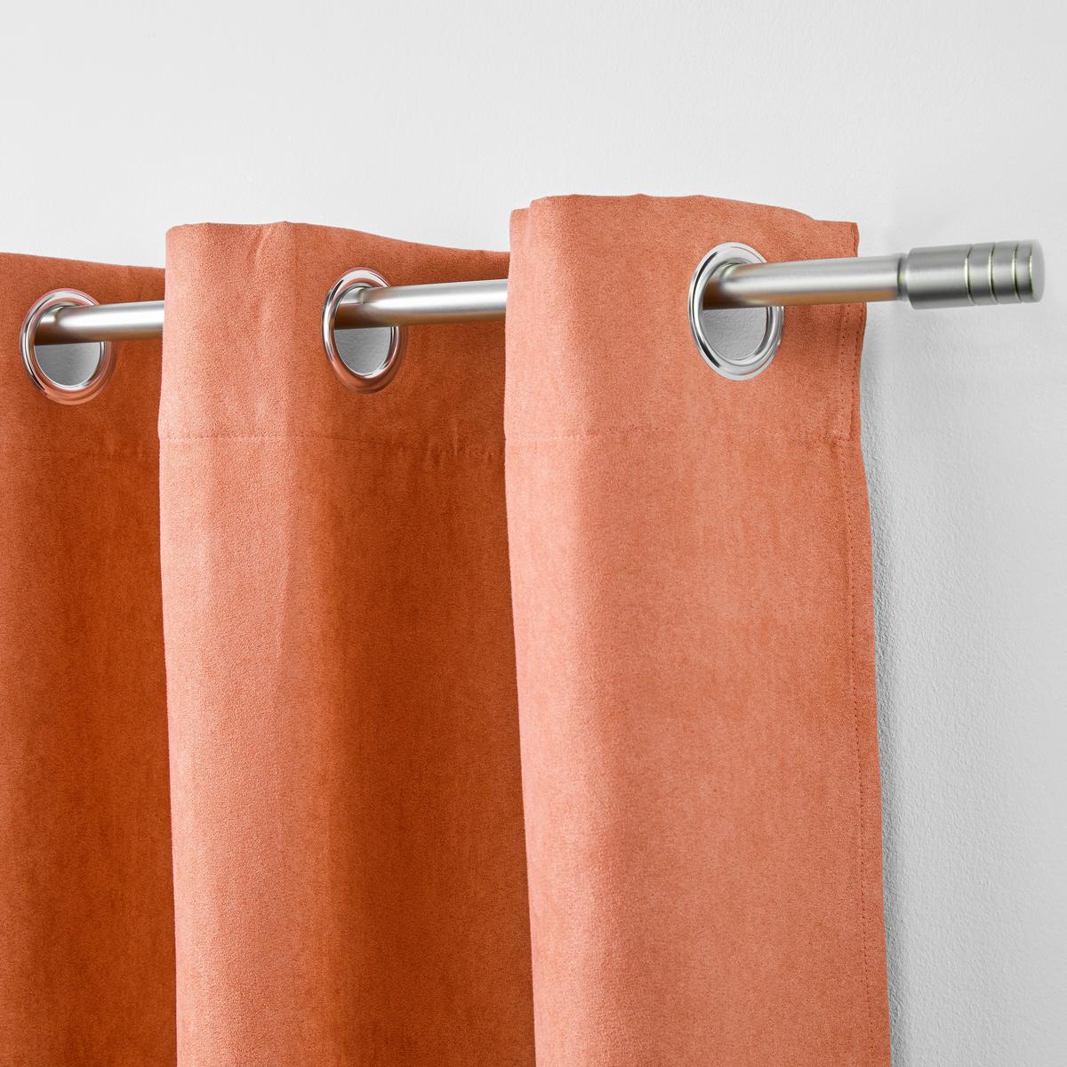 ZAVESA Z OBROČKI VELOURS - terakota, Konvencionalno, tekstil (140/245cm) - Modern Living