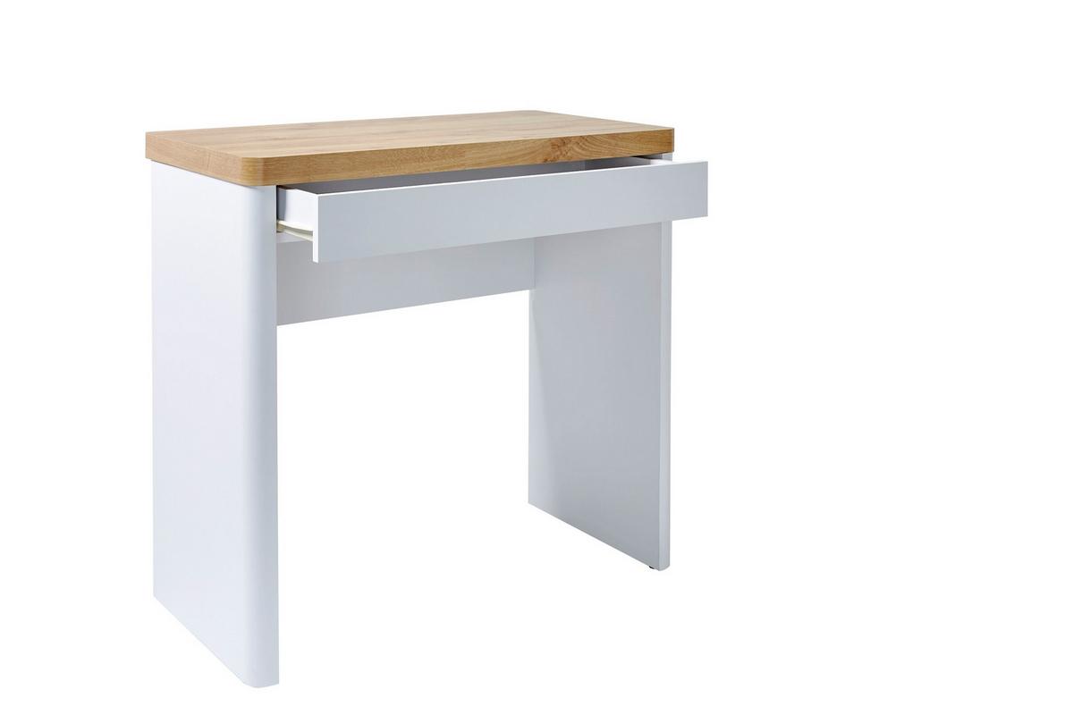 STOLIK NA LAPTOP CU-LIBRE 80 - kolor dębowy/biały, Design, materiał drewnopochodny/metal (79/44/76cm)