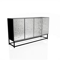 Široka Komoda Metallio, Črna, Srebrna - srebrne barve/črna, Moderno, kovina/leseni material (140/80/37cm) - MID.YOU