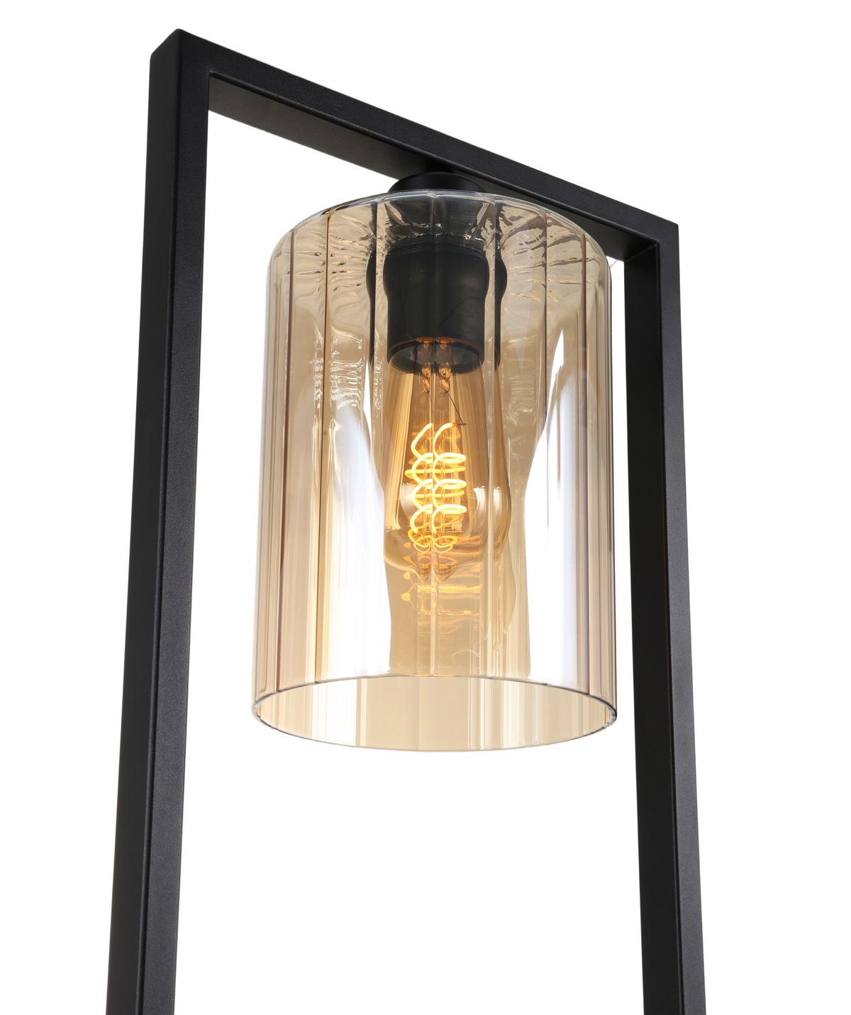 Stehleuchte Ambi Schwarz/Bernsteinfarb. 25 W - Bernsteinfarben/Schwarz, MODERN, Glas/Metall (30/140cm)