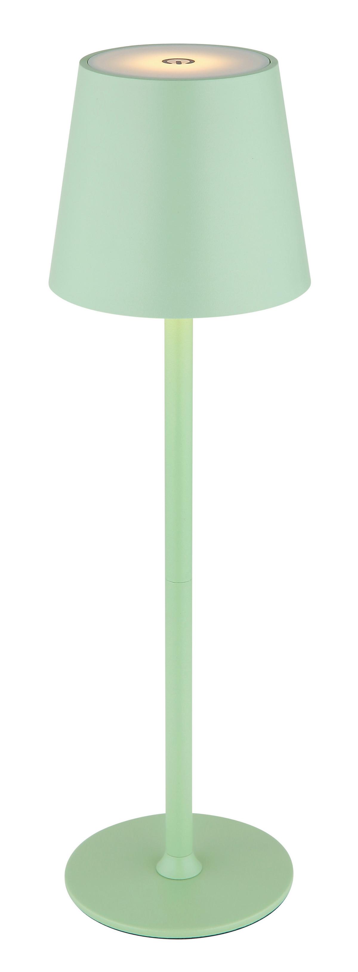 Akku-Tischleuchte Vannie Hellgrün max. 3 Watt - Weiss/Hellgrün, Trend, Kunststoff/Metall (10,6/36cm) - Globo