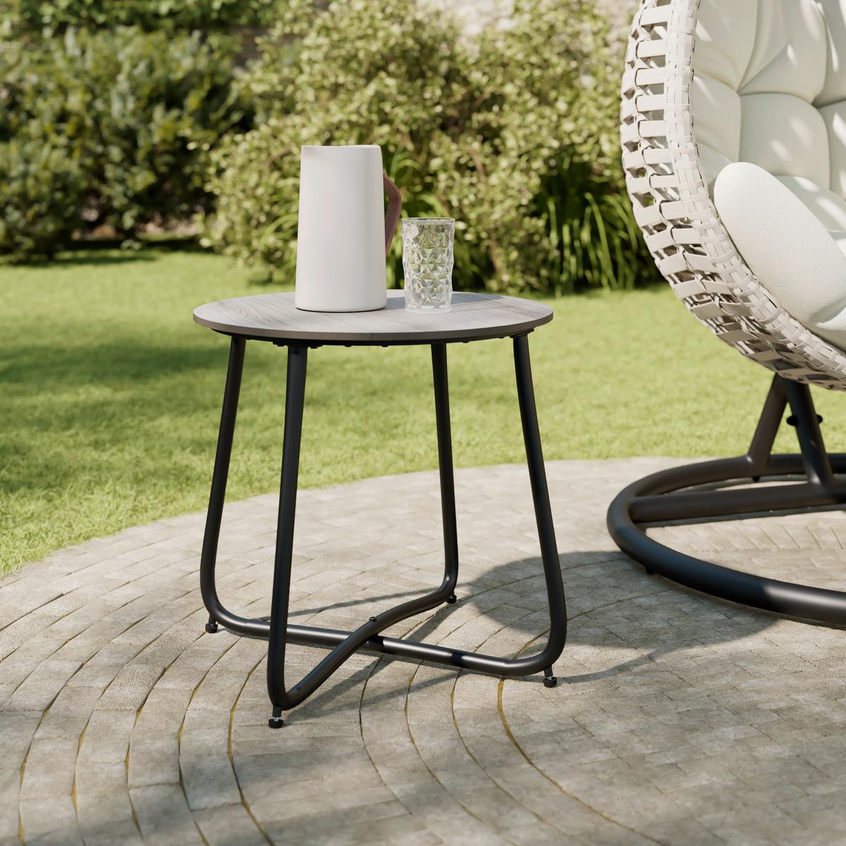 Gartenbeistelltisch Pine Grau/Schwarz - Schwarz/Grau, MODERN, Kunststoff/Metall (50/49,5/50cm) - Bessagi Garden