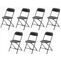 Gartenklapsessel 7er -Set in Schwarz, Stahl, faltbar - Schwarz, LIFESTYLE, Kunststoff/Metall (43/80/49cm) - Gardenson