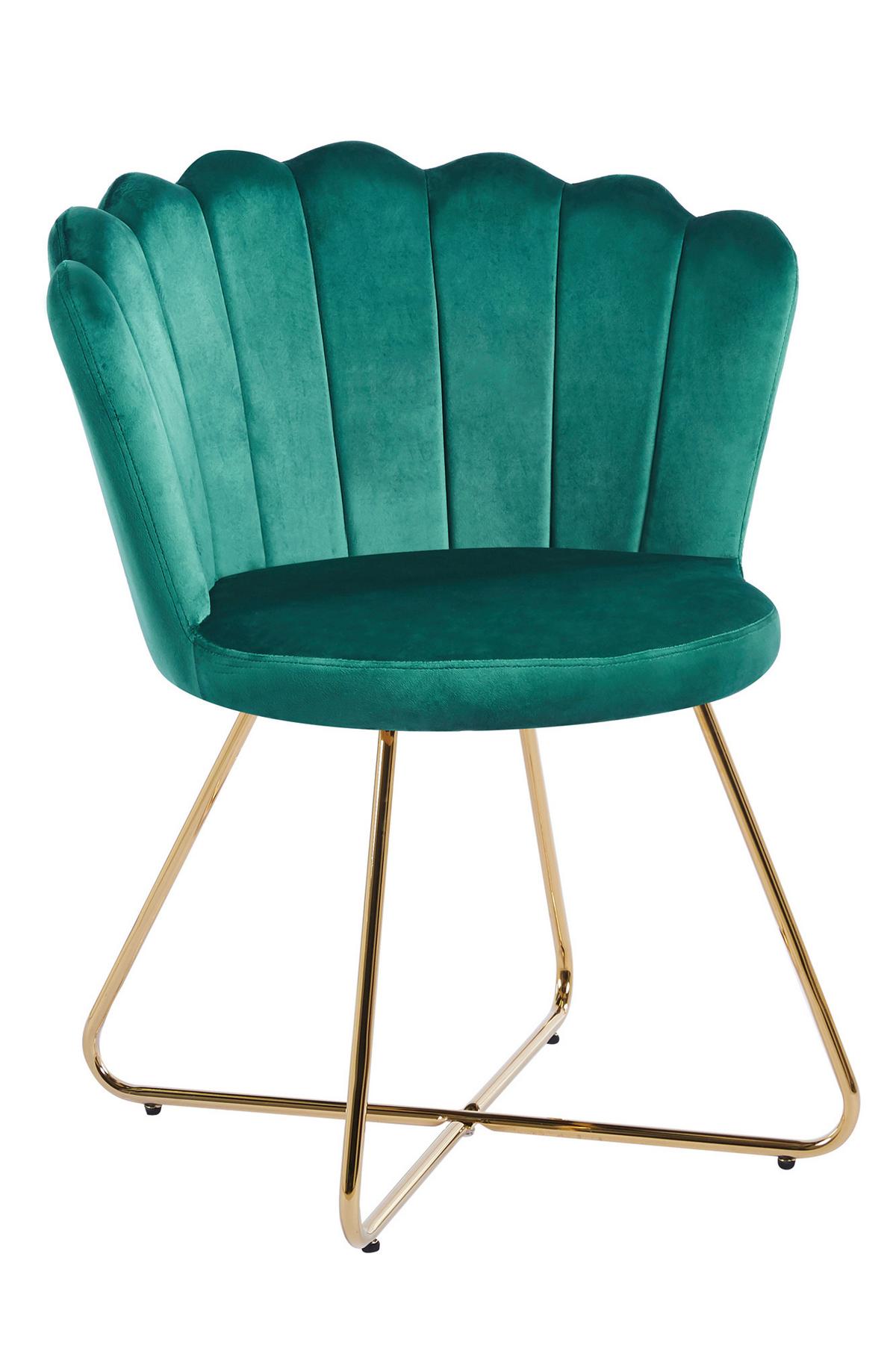 Set Stolov Samt, Zelena, 2-Delni - zlate barve/zelena, Moderno, kovina/tekstil (69,5/85/66cm) - Livetastic