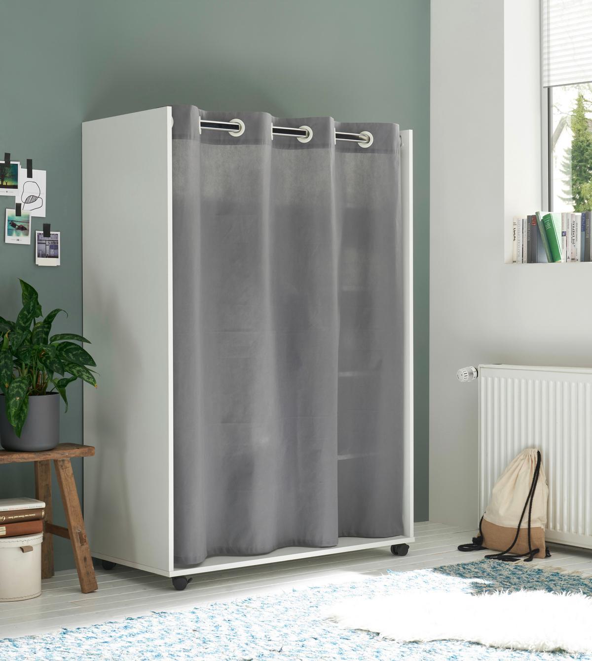 Odprta Omara Za Oblačila Jenke, Bela, Siva - siva/bela, Basics, leseni material/tekstil (100/145/50cm) - MID.YOU