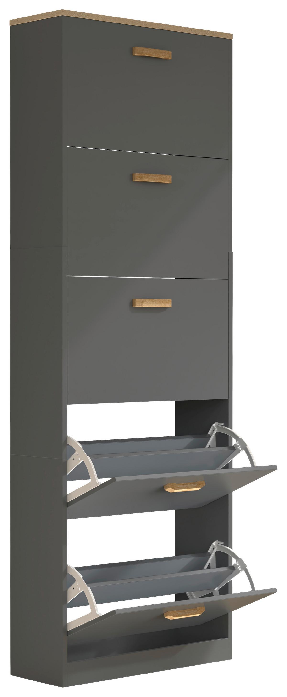 SCHUHSCHRANK HALOM XL - Honigeiche/Anthrazit, Lifestyle, Holzwerkstoff (59/170/22cm) - MID.YOU