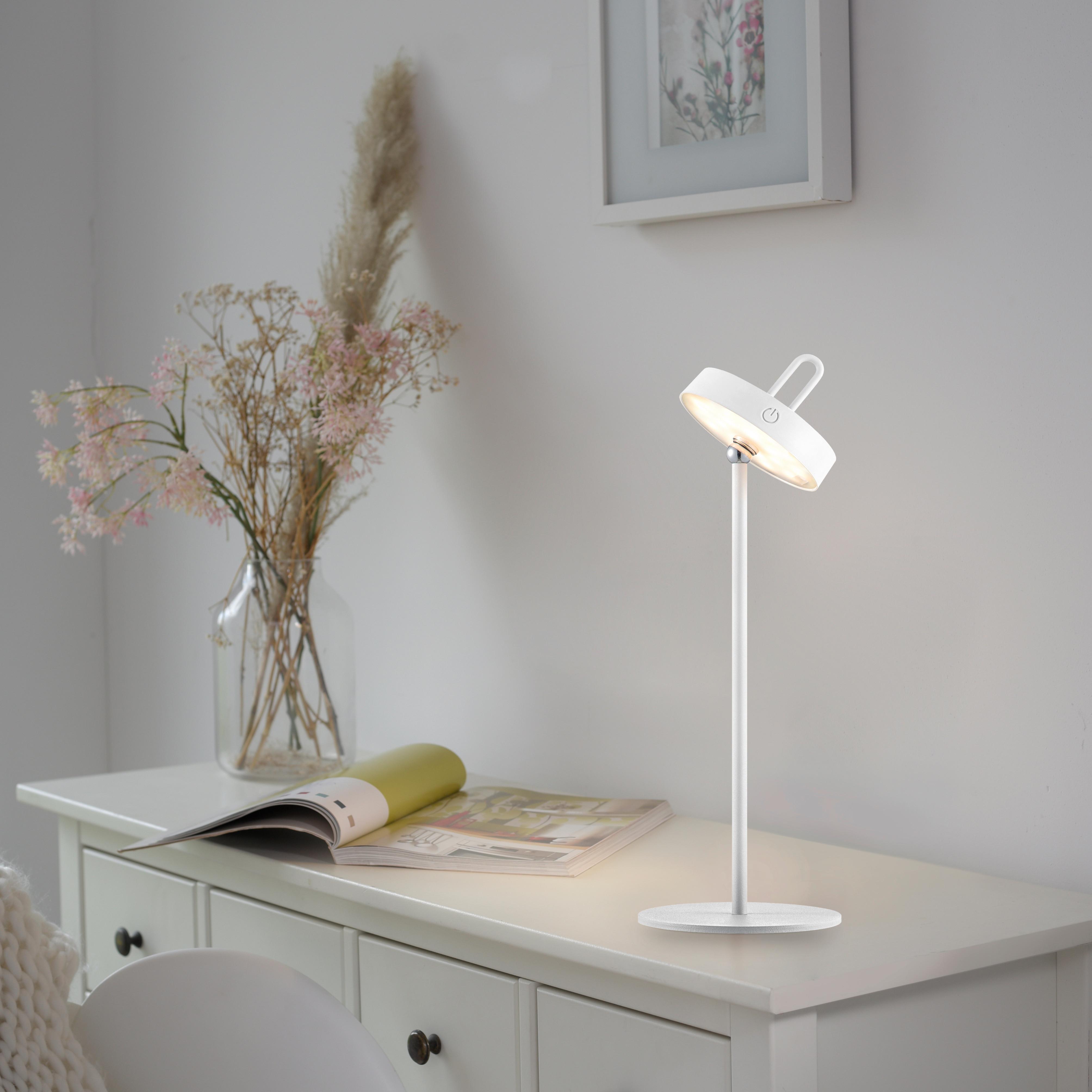 LED-Tischleuchte Amag Weiß - Weiß, MODERN, Kunststoff/Metall (13/13/46,8cm)