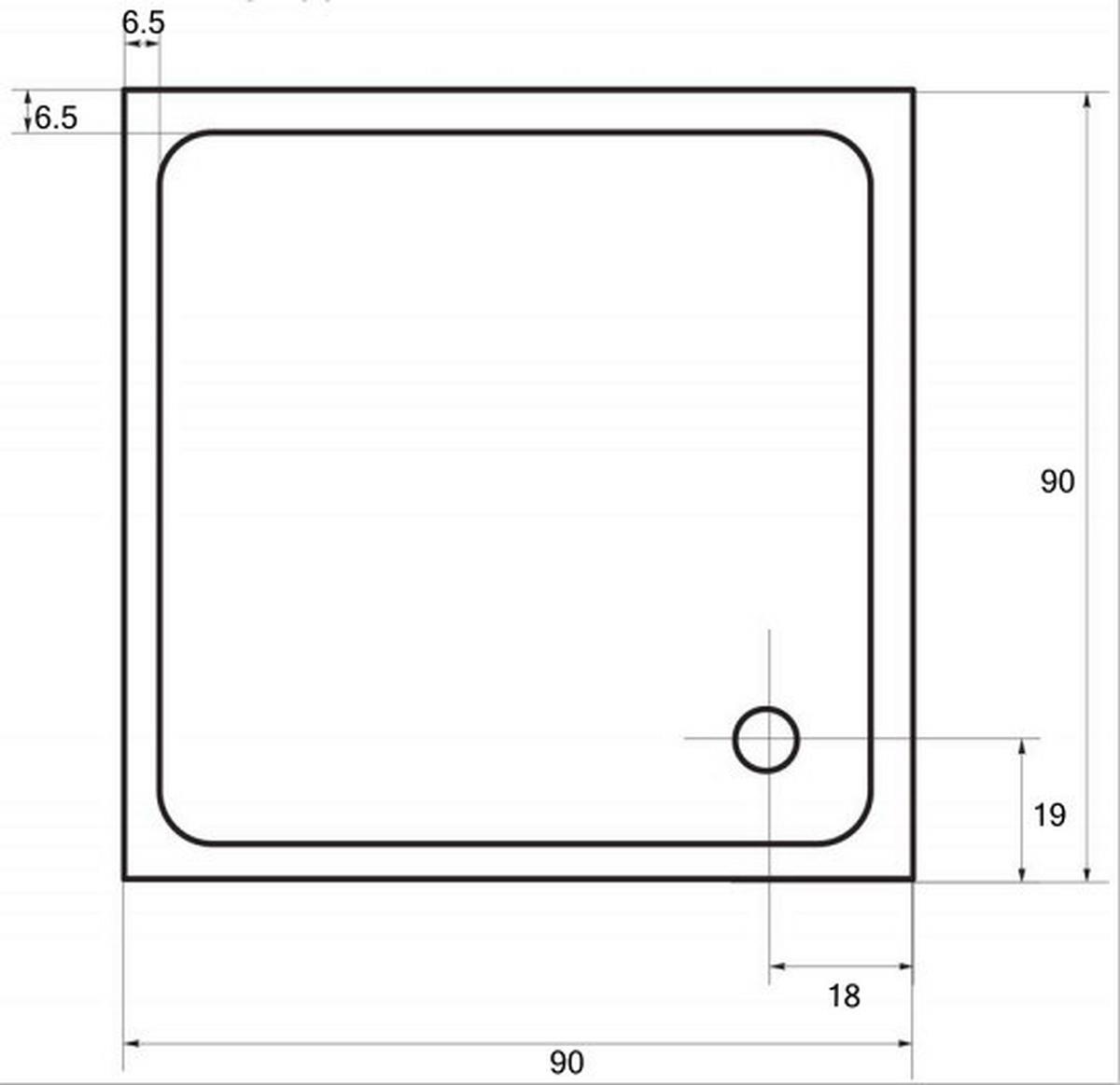 Zuhanytálca Akril Venus - fehér, Konventionell, műanyag (90/5,5/90cm)
