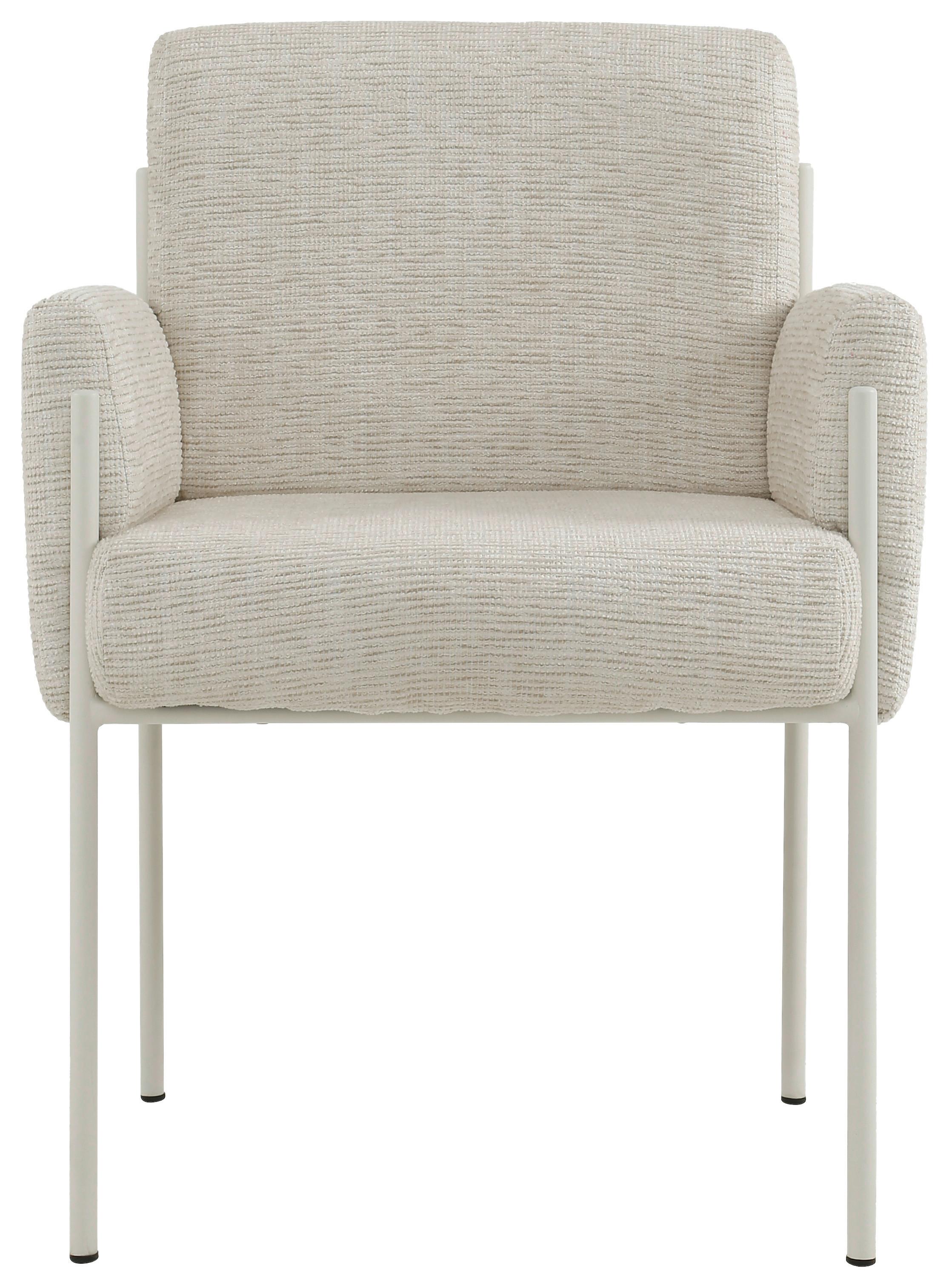 KRZESŁO Z PODŁOKIETNIKAMI JOHNNY -EXKLUSIV- - beżowy, Design, metal/tkanina (62/86/63cm) - Novel