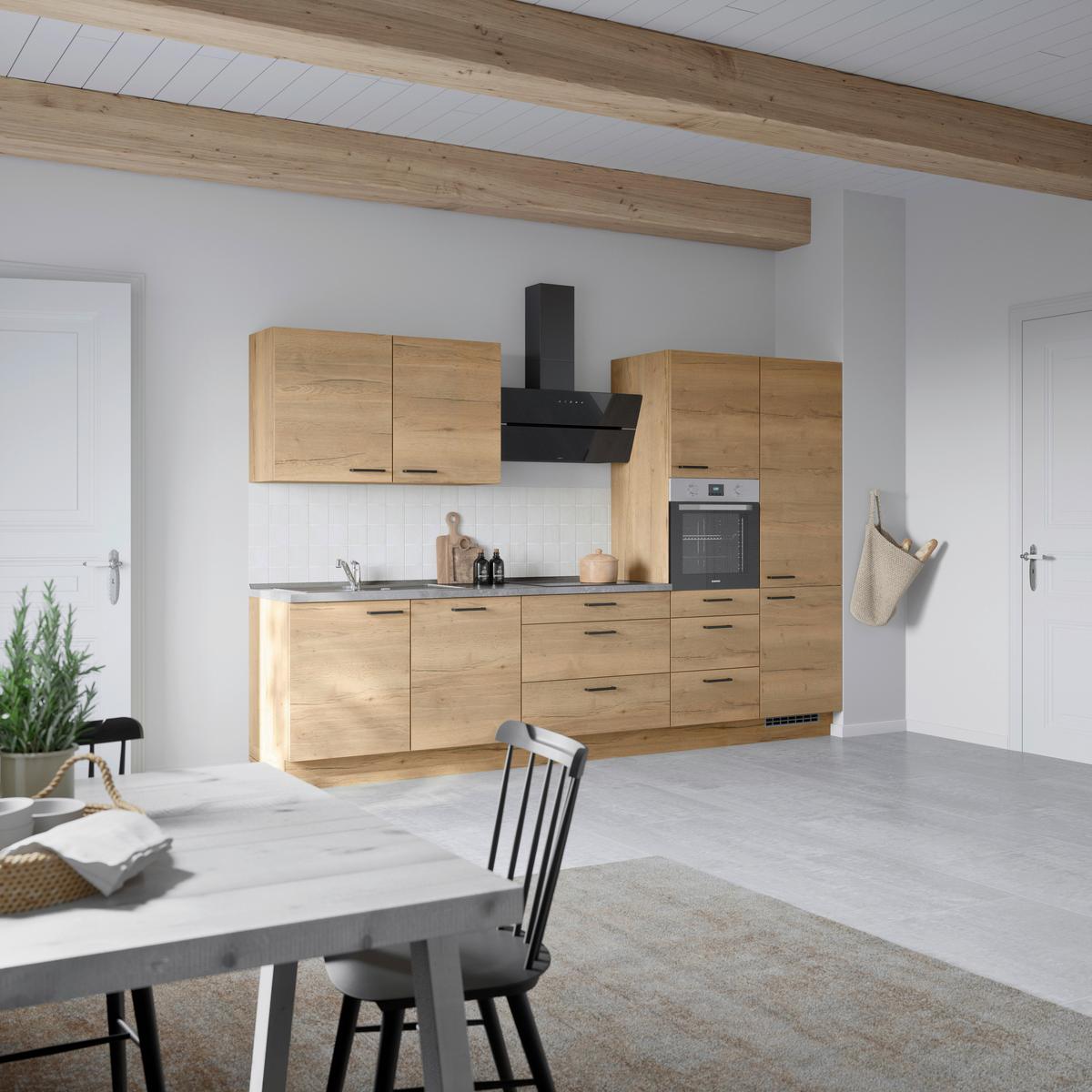 Küchenleerblock Structura High o. Geräte Eiche - Schieferfarben/Eichefarben, MODERN, Holzwerkstoff/Metall (330cm) - Nobilia