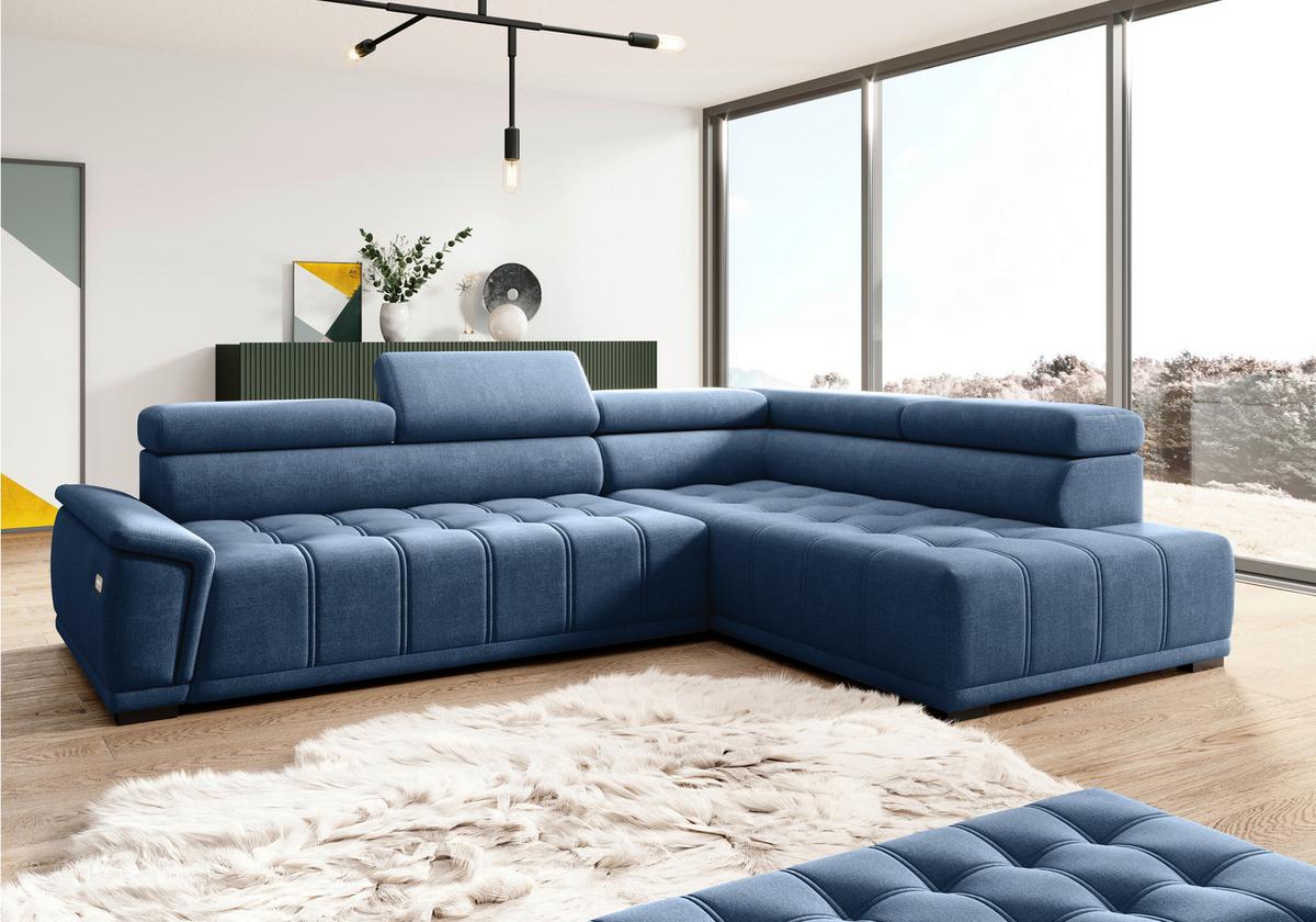 Kutna Garnitura Gremio - tamno plava/crna, Moderno, tekstil/plastika (283/106cm) - Modern Living