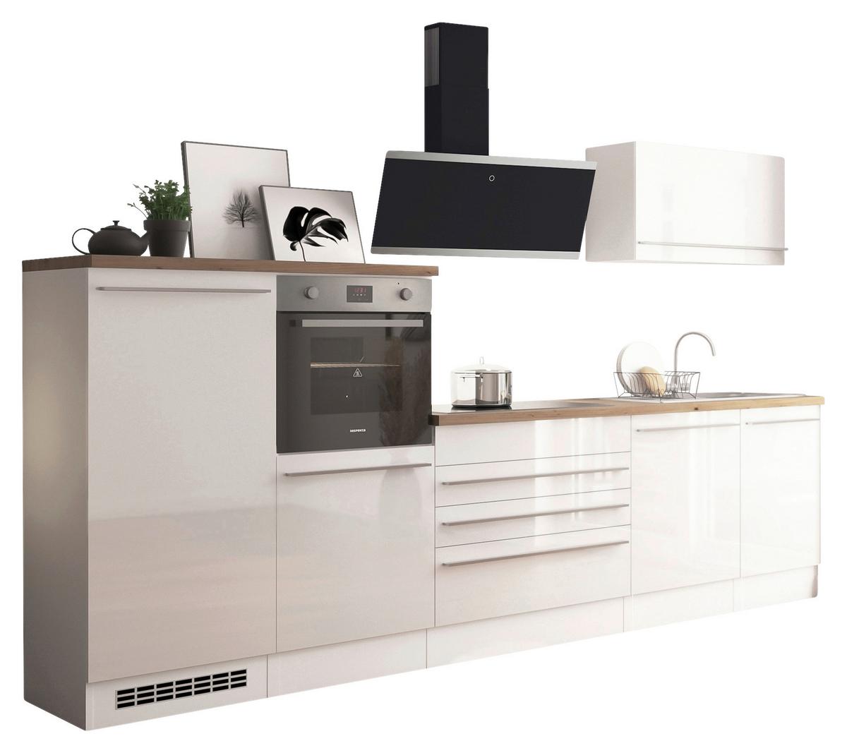 Kuhinjski Blok Z Aparati Gabriel, 320cm - barve nerjavečega jekla/bela, Design, umetna masa/leseni material (320cm) - Respekta