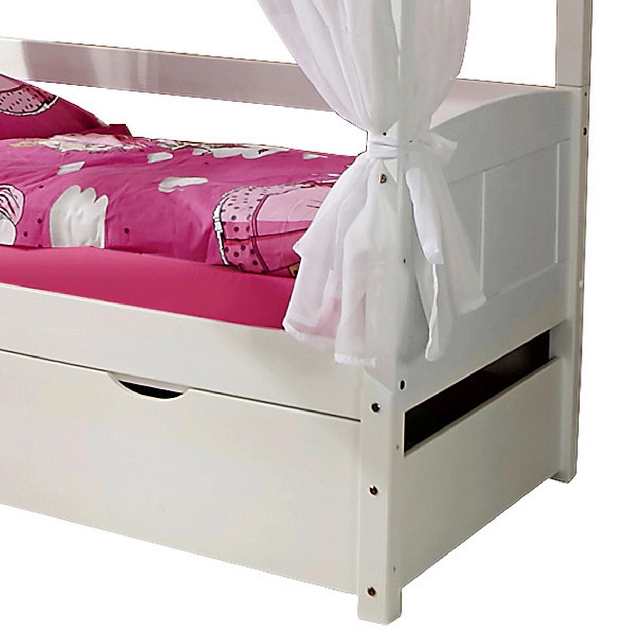 Postelja Z Baldahinom Lino Mini, 80x160, Roza, 2 Predala - roza/bela, Moderno, les (80/160cm) - MID.YOU