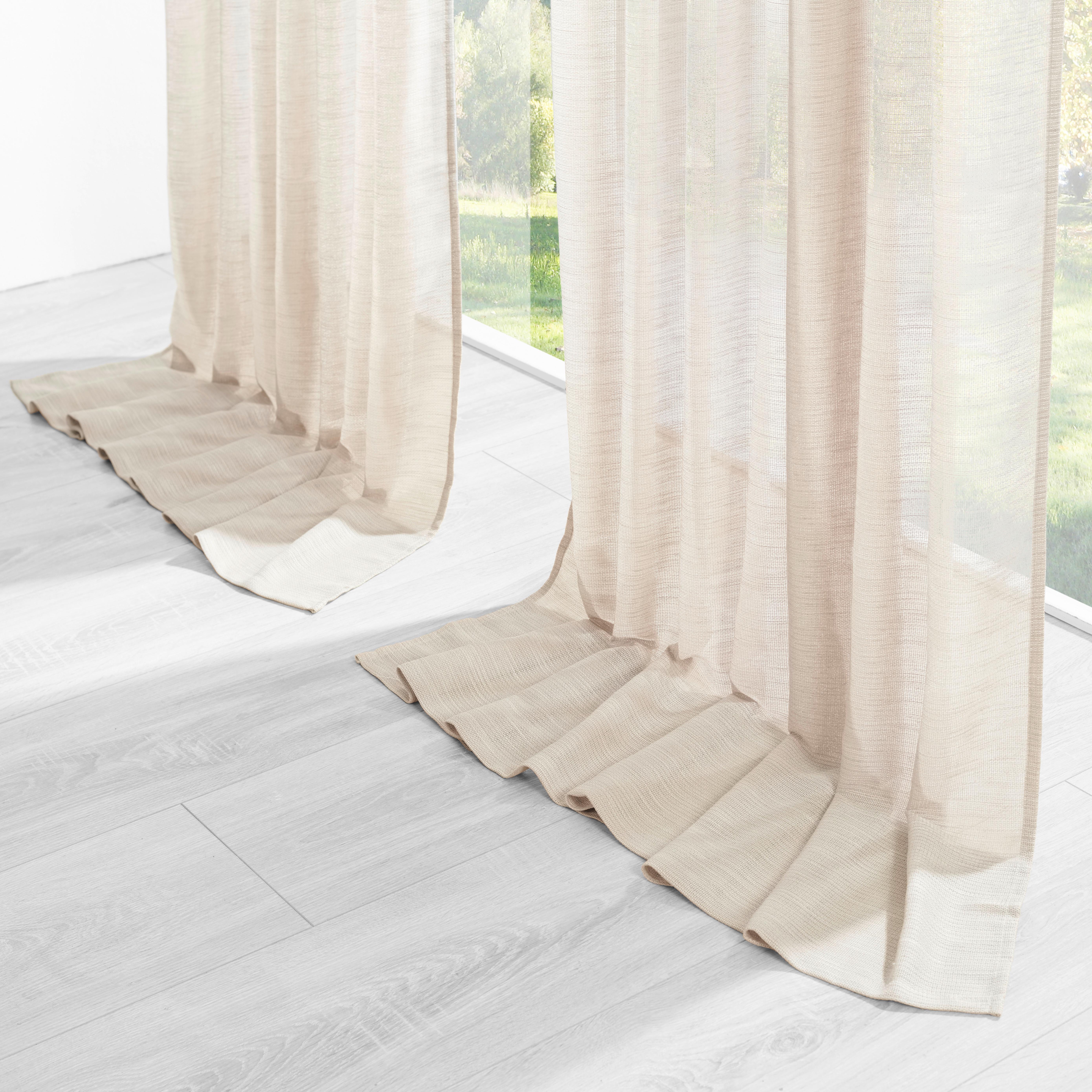 GARDINLÄNGD EVA - beige, Romantik / Lanthus, textil (140/255cm) - Premium Living