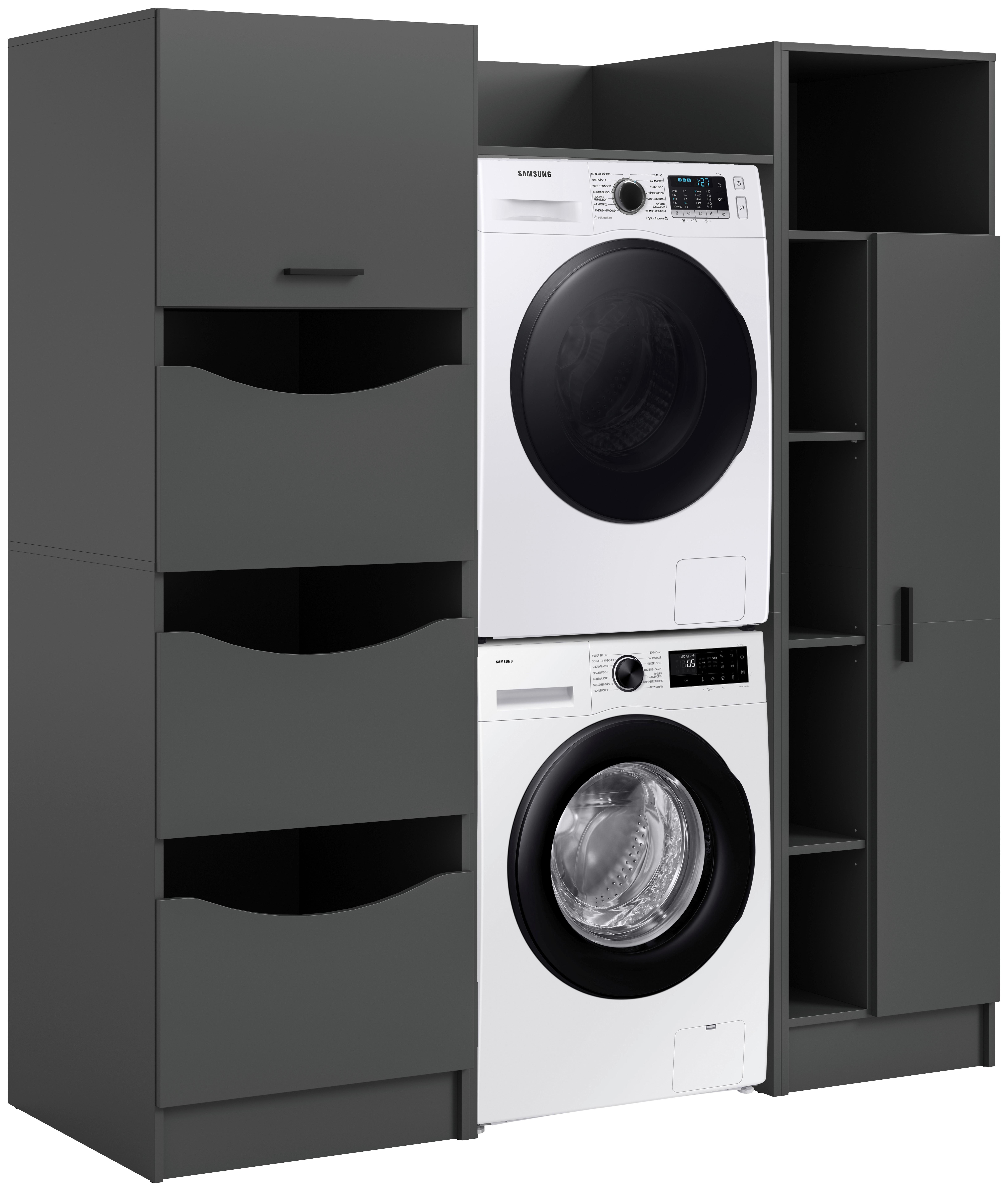 Omara Za Pralni In Sušilni Stroj Free, Antracit - antracit, Basics, leseni material (176/195/68cm) - MID.YOU