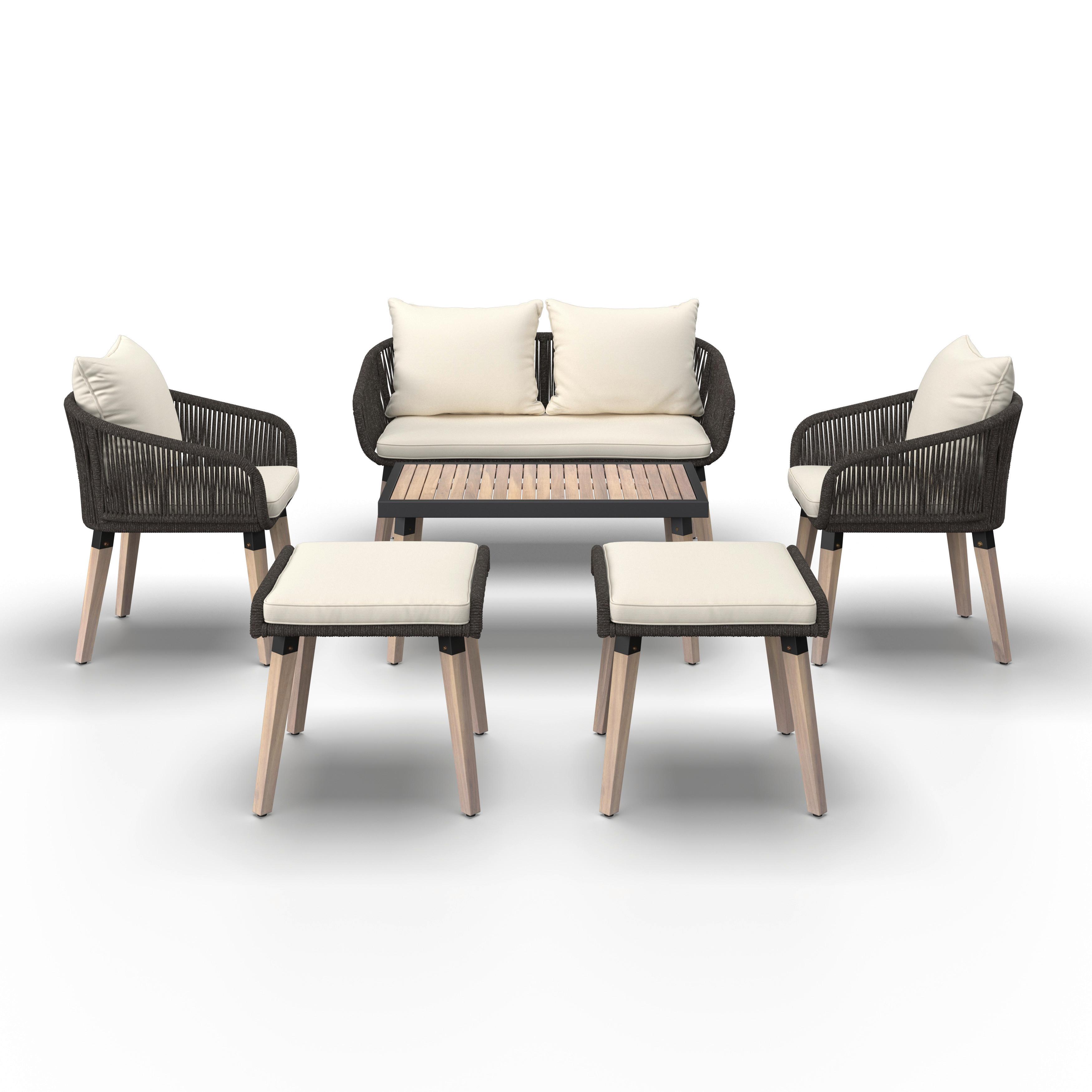 Lounge Gartnitura Elodie, Krem - barve akacije, Moderno (127/80/60cm) - Bessagi Garden