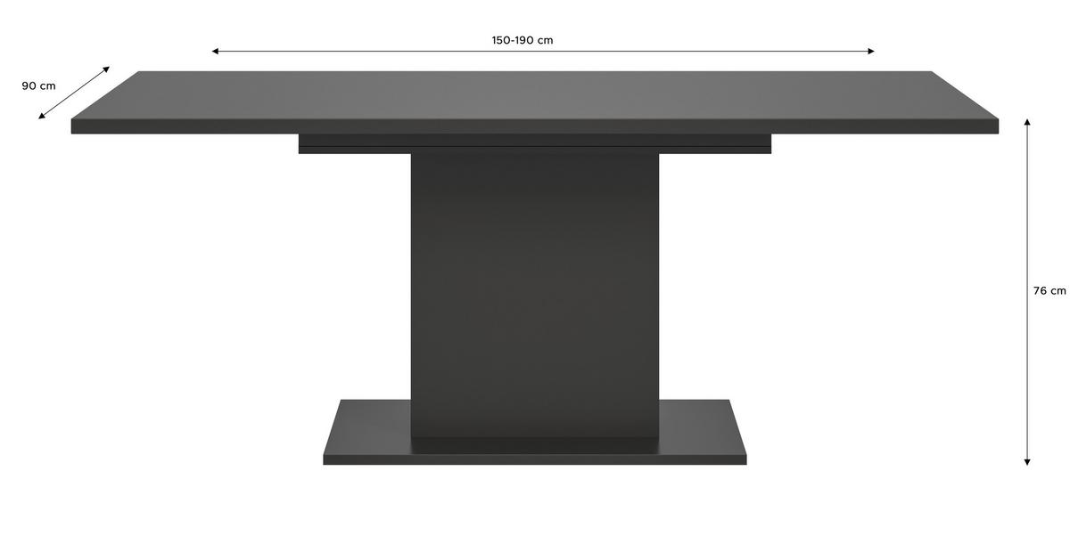 Ausziehtisch Marlon ca. 150-190x90x76 cm Grau - Grau, KONVENTIONELL, Holzwerkstoff (150-190/90/76cm)