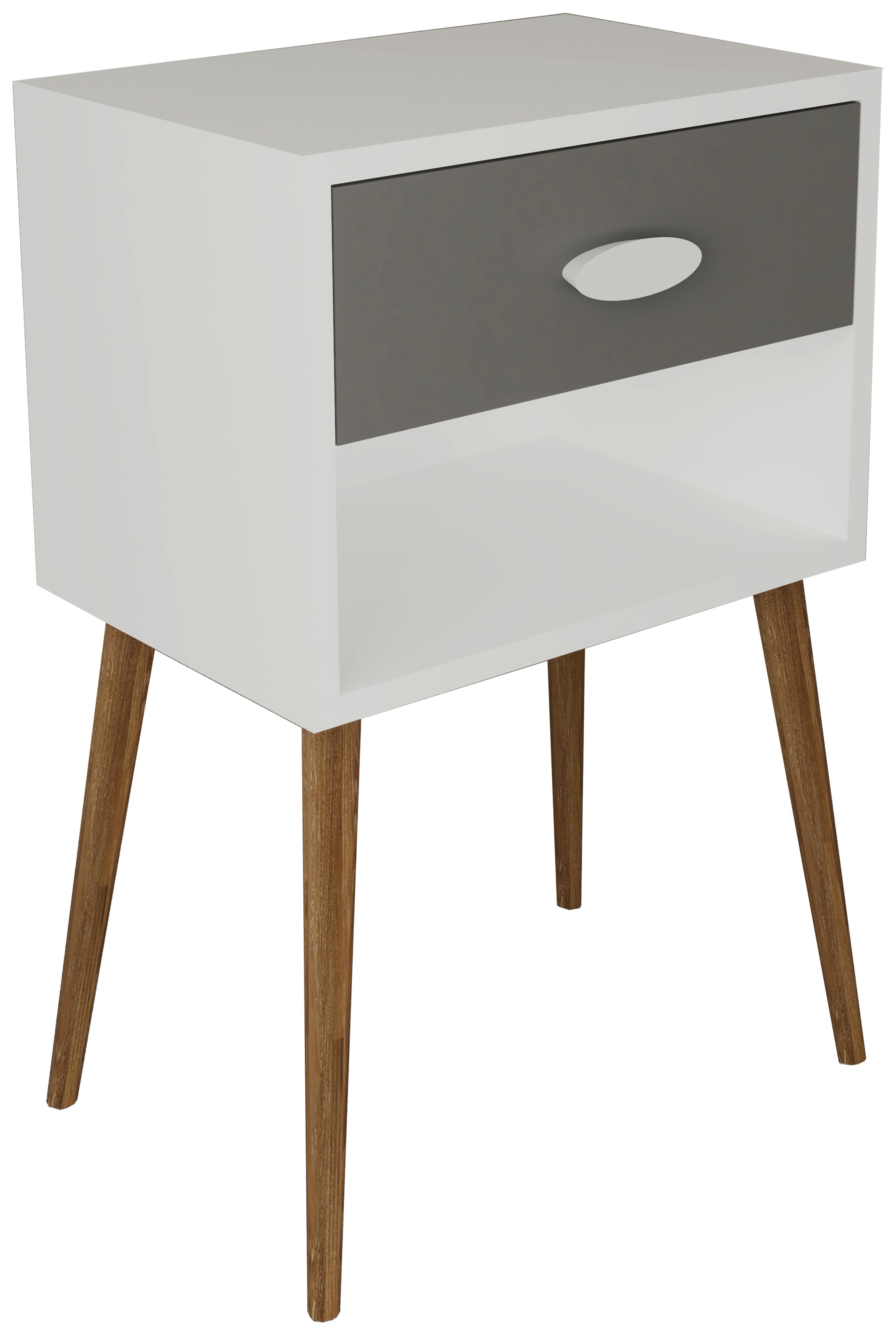 Nočna Omarica Singol Xl, Bela, Antracit - bela/medeni hrast, Moderno, leseni material (45/70/30cm) - MID.YOU