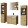 Badmöbel-Set 5-tlg. Madrit mit LED ca. 120 cm Eiche Artisan - Eiche Artisan/Weiß, LIFESTYLE, Glas/Holzwerkstoff (120cm) - P & B