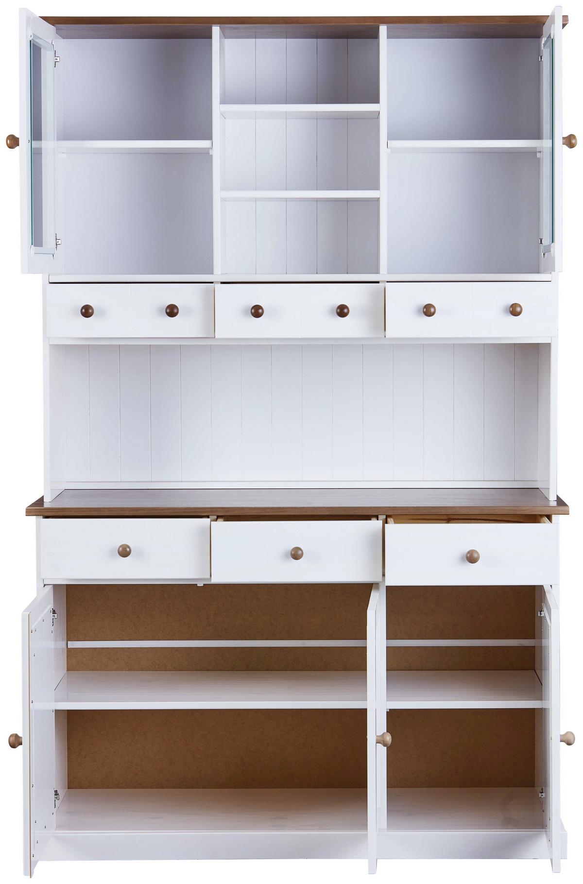 Kredenca Westerland, Masiven Bor, Bela - bela/rjava, Trend (131/205/45cm) - MID.YOU