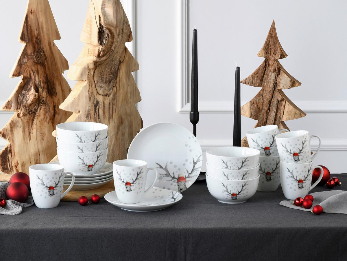 Servis Za Zajtrk Christmas Reindeer, 18-Delni - bela, Basics, keramika - Creatable