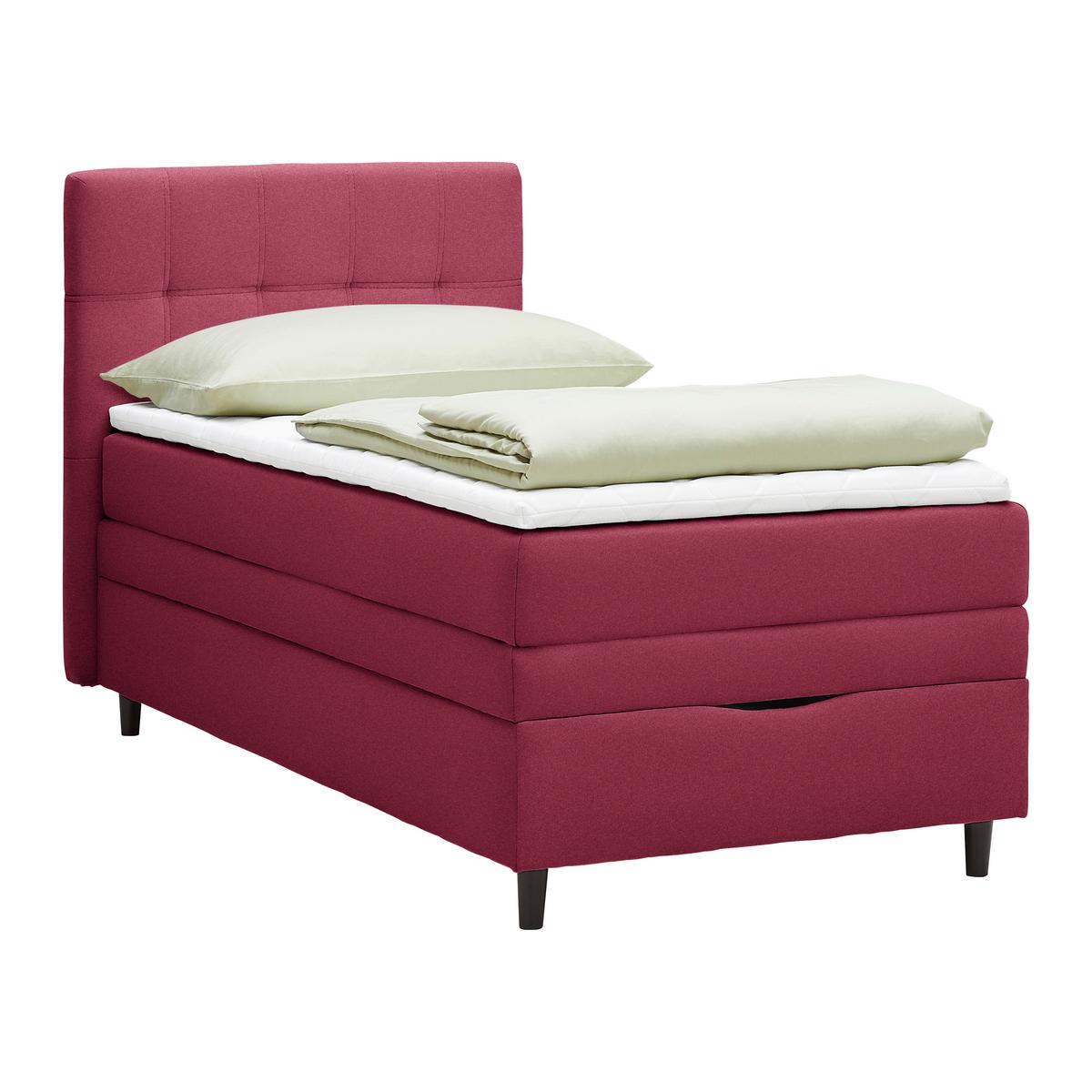 Boxspringbett Miami in Weinrot ca. 90x200cm - Weinrot/Schwarz, KONVENTIONELL, Holz/Holzwerkstoff (90/200cm) - Mömax