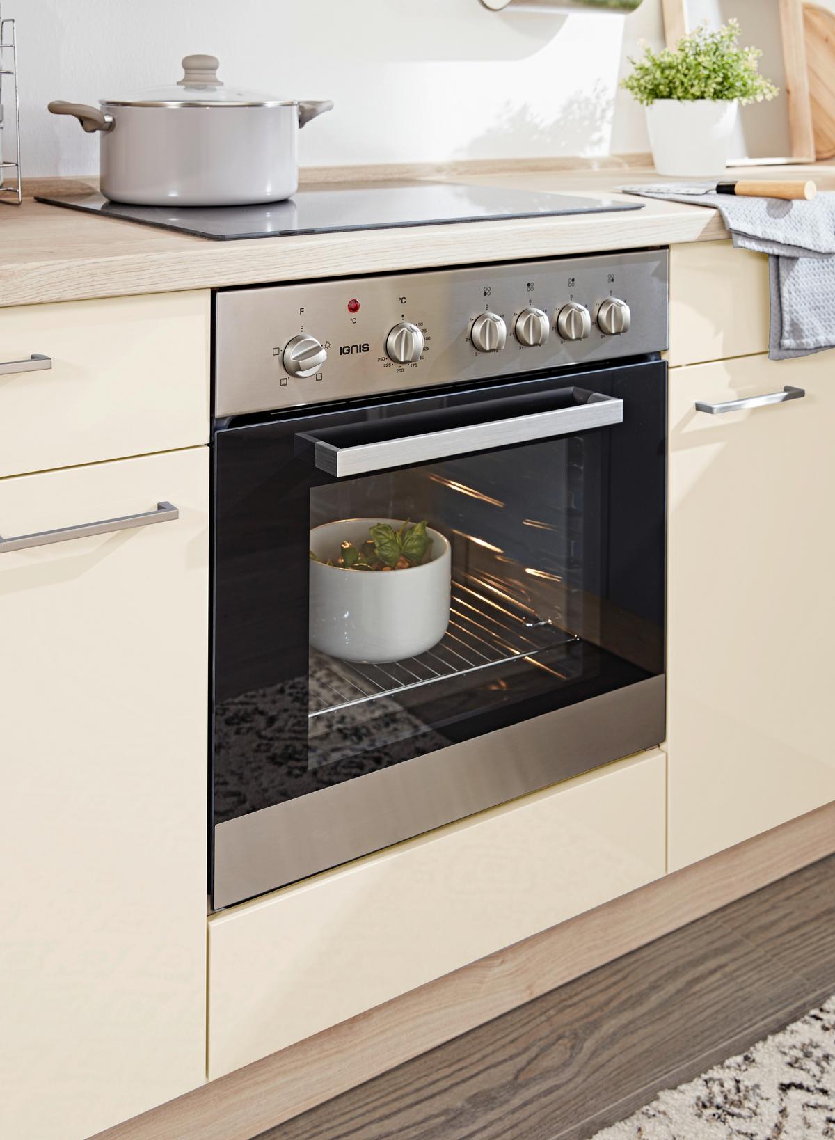 Eckküche inkl. 4 E-Geräte Star/Plan Eichefarben/Magnolie - Eichefarben/Magnolie, MODERN, Holzwerkstoff (280/175cm) - Express-Kuechen