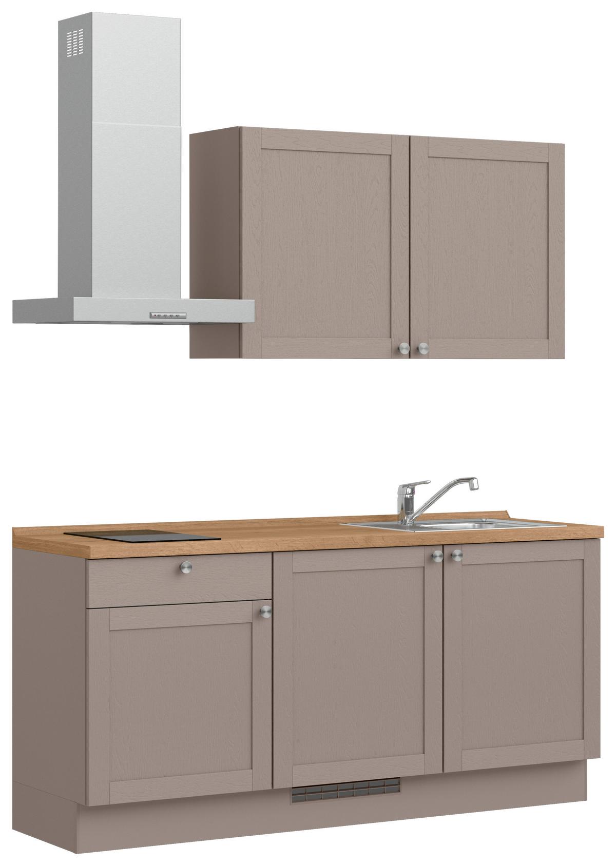 Küchenleerblock Frame Low o. Geräte Beigebraun - Edelstahlfarben/Eichefarben, MODERN, Holzwerkstoff/Metall (180cm) - Nobilia