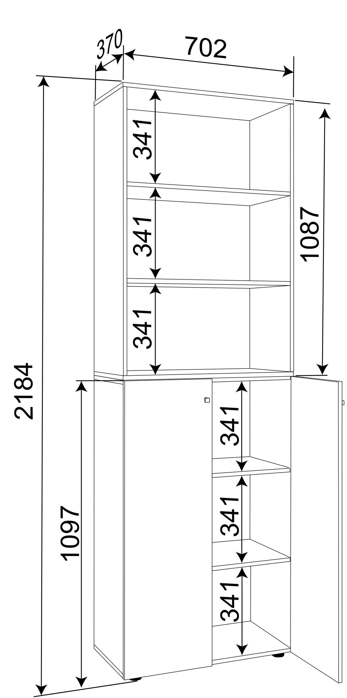 Schuhschrank LONA Weiß/ Sonoma Eiche ca.70x220x40cm - Silberfarben/Schwarz, Design, Holzwerkstoff/Kunststoff (70/220/40cm) - MID.YOU