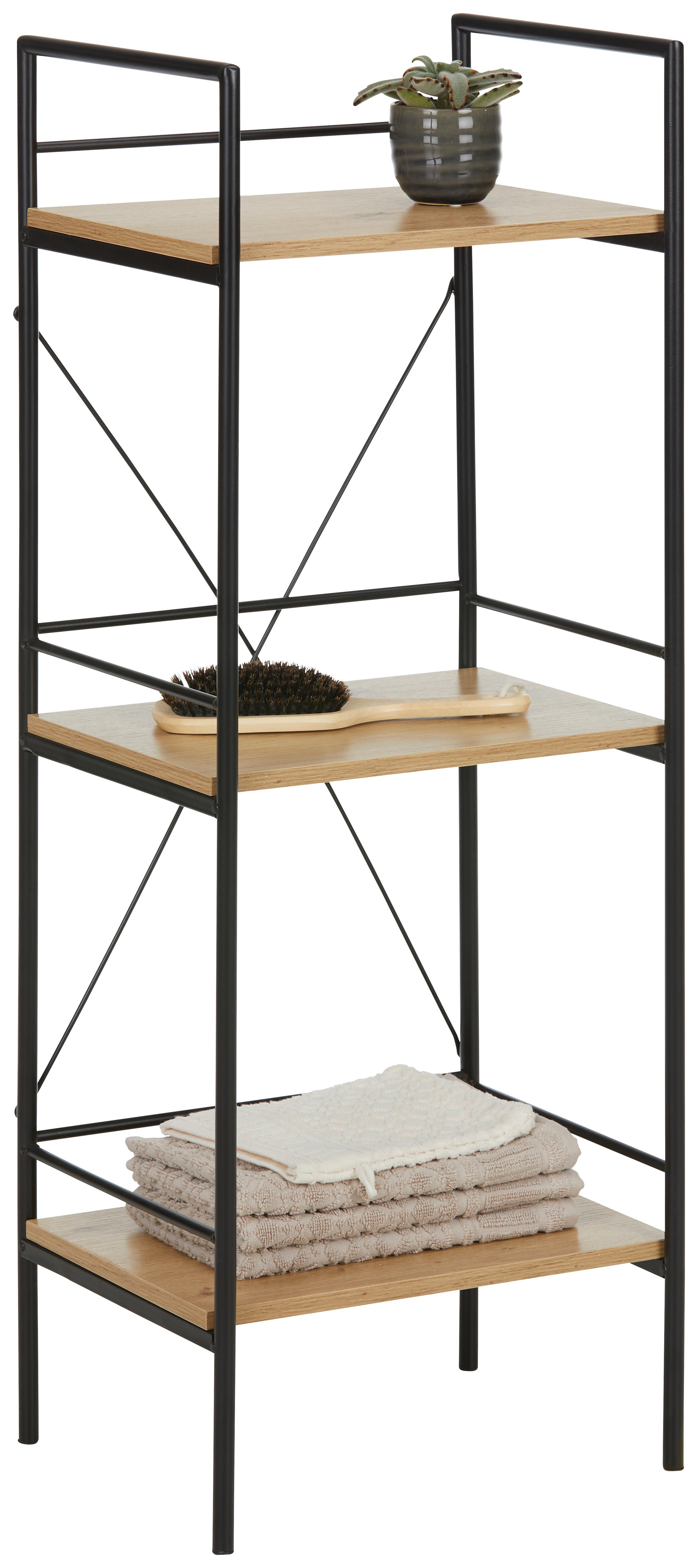 Regal in Schwarz/Eichefarben - Eichefarben/Schwarz, LIFESTYLE, Holzwerkstoff/Metall (34/96/27cm) - Mömax