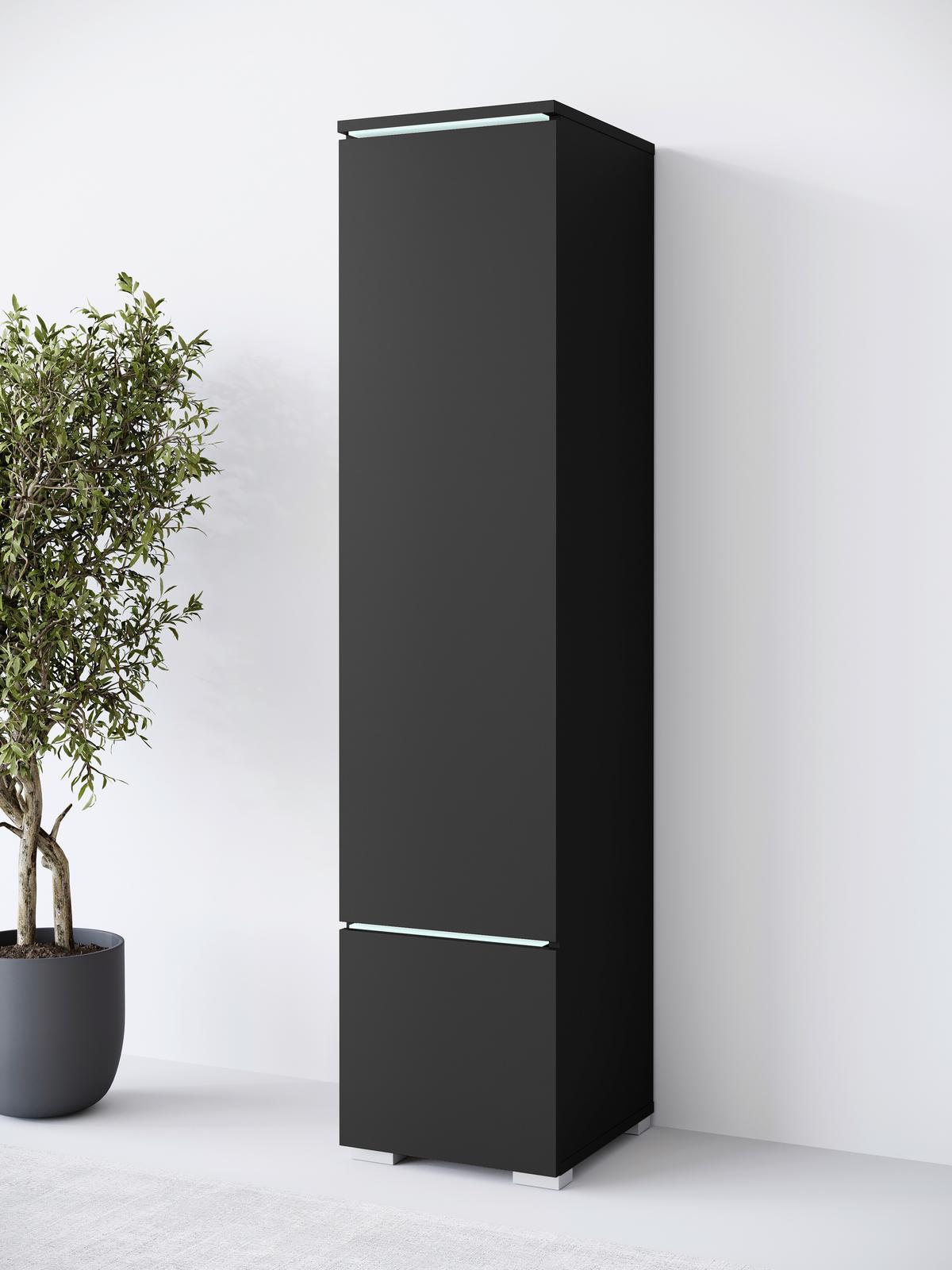 Visoka Omara Vera 001, Mat Črna - črna/siva, Design, umetna masa/leseni material (30/130/33cm) - Livetastic